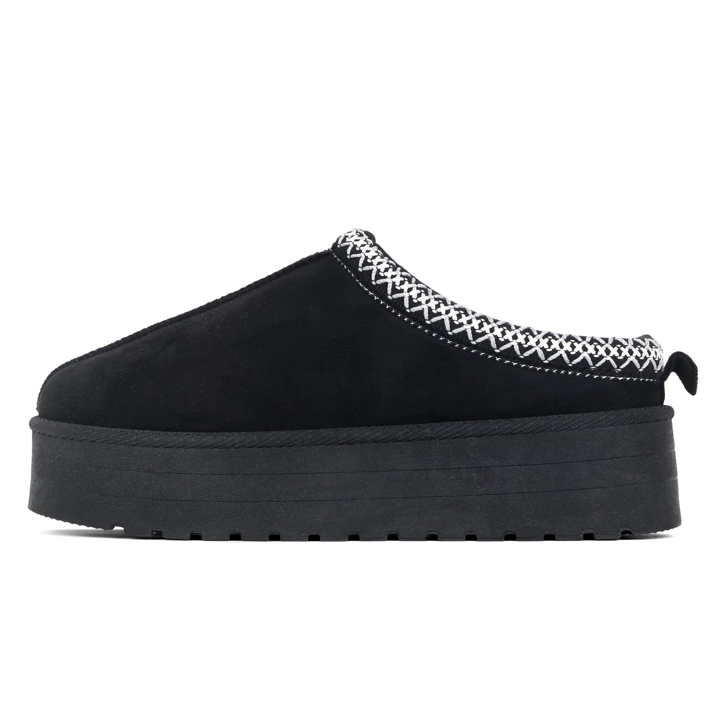 Nexsus Plus Ladies Women Black High Sole Faux Suede And Fur Lined Platform Warm And Cosy Indoor Outdoor Hard Sole Slipers Size UK 3-8