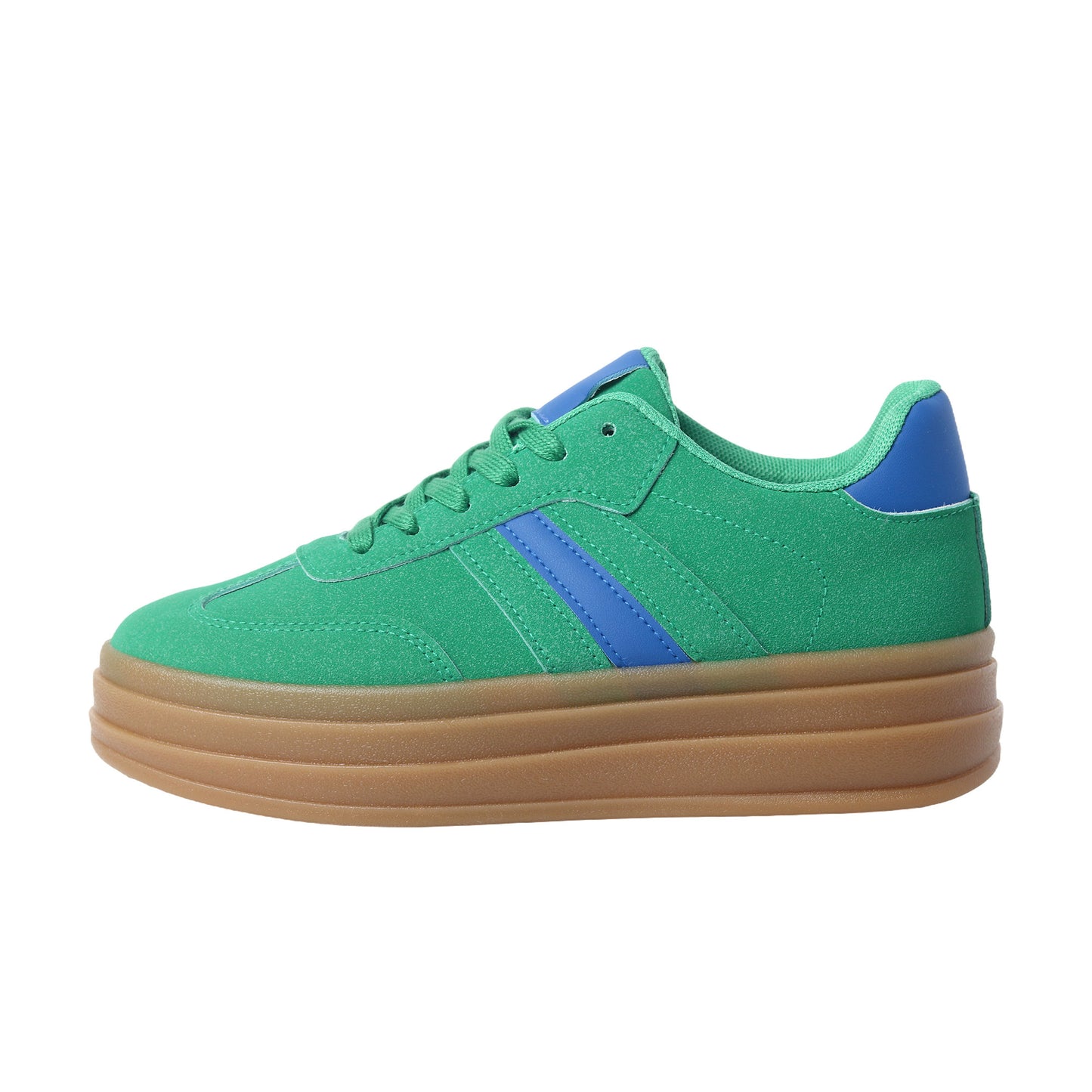 Nexsus Plus Ladies Women Green Faux Suede Lace Up Chunky Platform Trainers Size UK 3-8