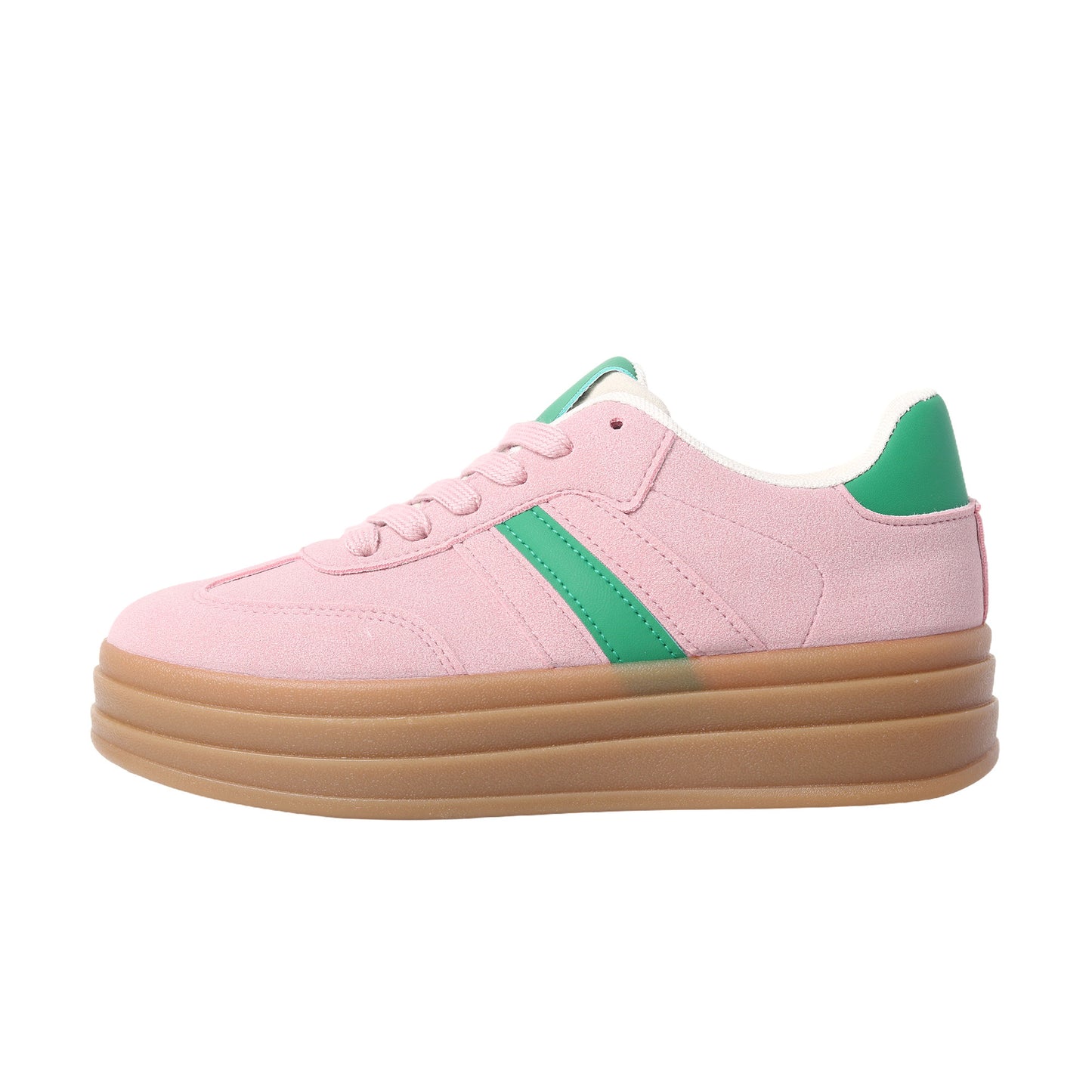 Nexsus Plus Ladies Women Pink Faux Suede Lace Up Chunky Platform Trainers Size UK 3-8