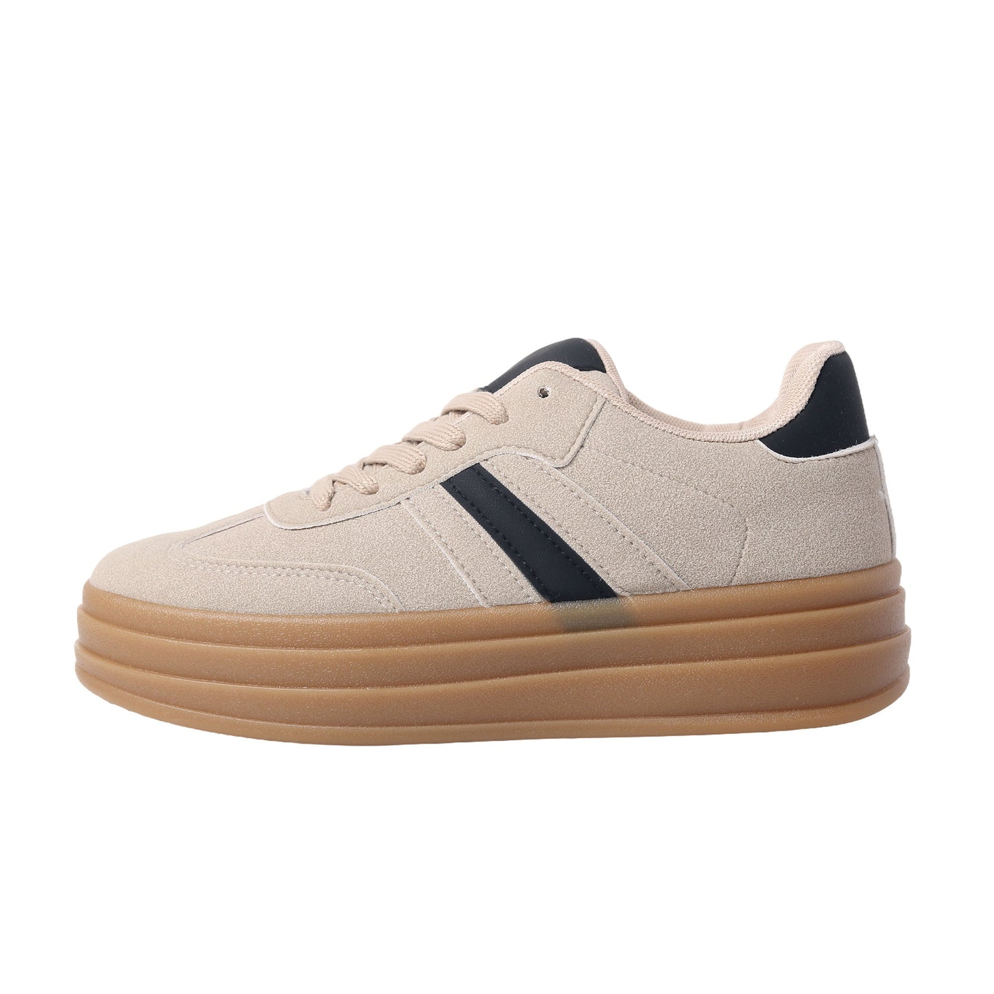 Nexsus Plus Ladies Women Khaki Faux Suede Lace Up Chunky Platform Trainers Size UK 3-8