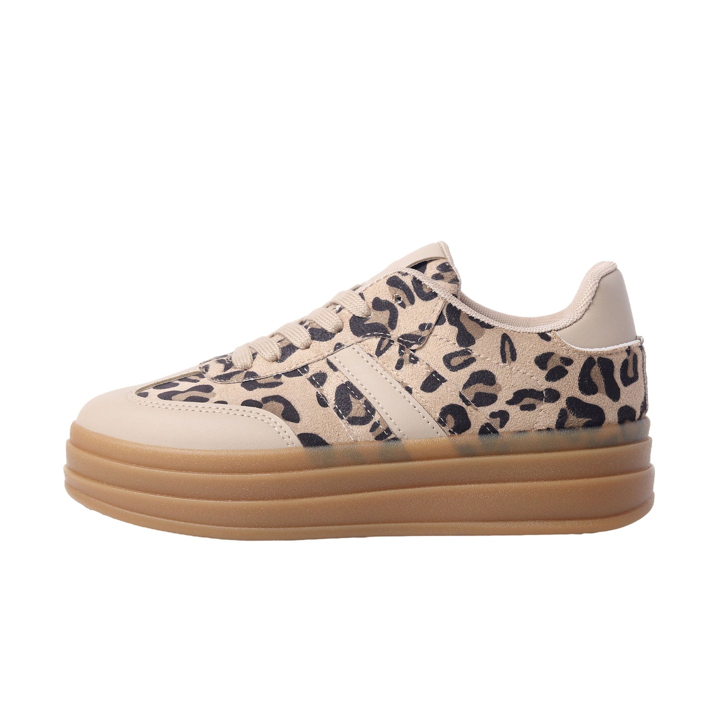Nexsus Plus Ladies Women Leopard Faux Suede Lace U Chunky Platform Trainers Size UK 3-8