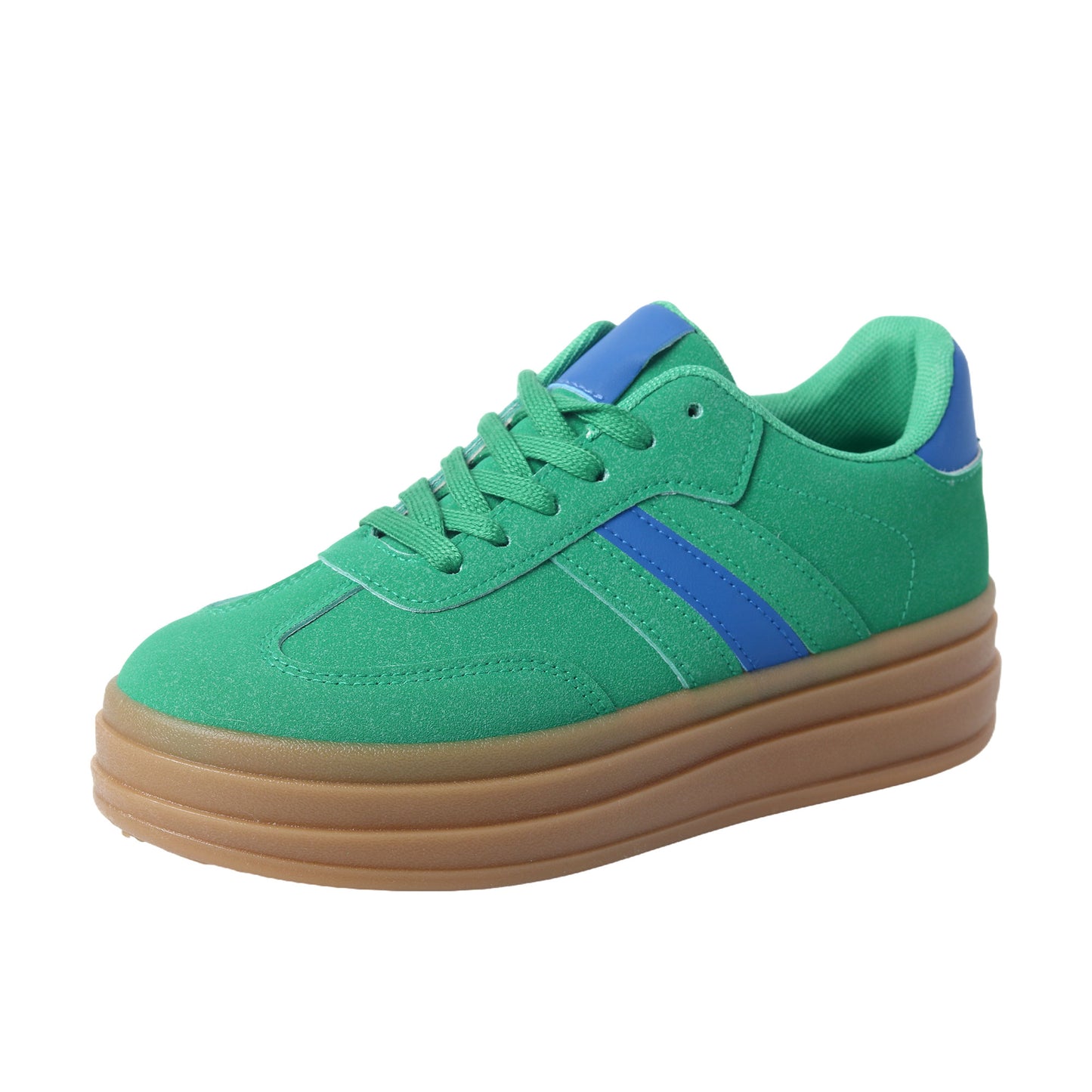 Nexsus Plus Ladies Women Green Faux Suede Lace Up Chunky Platform Trainers Size UK 3-8