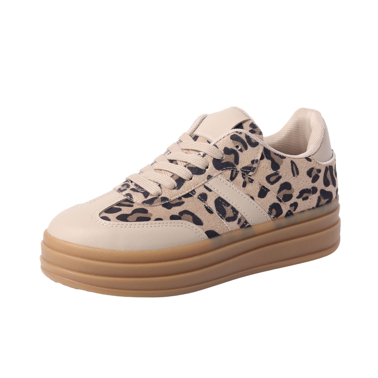 Nexsus Plus Ladies Women Leopard Faux Suede Lace U Chunky Platform Trainers Size UK 3-8