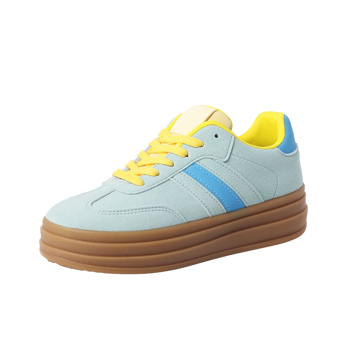Nexsus Plus Ladies Women Aqua Faux Suede Lace Up Chunky Platform Trainers Size UK 3-8