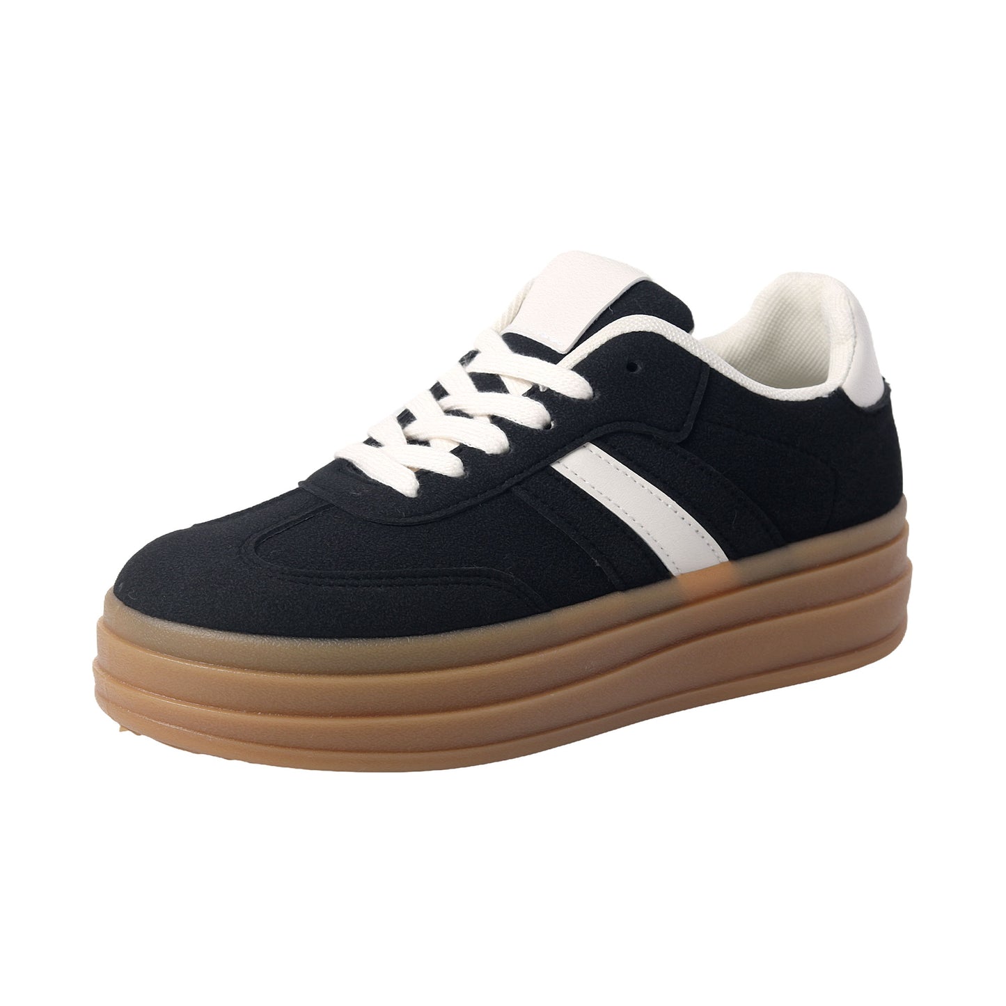 Nexsus Plus Ladies Women Black Faux Suede Lace U Chunky Platform Trainers Size UK 3-8