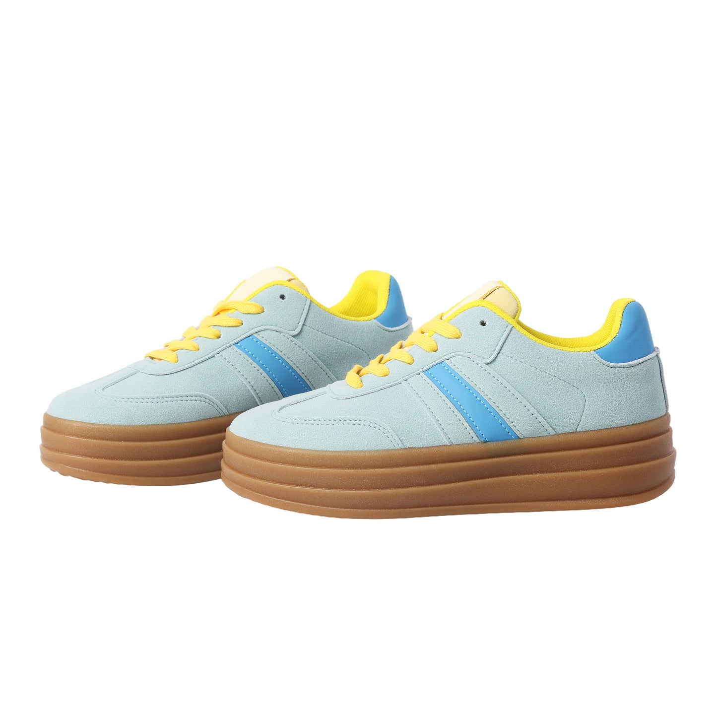 Nexsus Plus Ladies Women Aqua Faux Suede Lace Up Chunky Platform Trainers Size UK 3-8