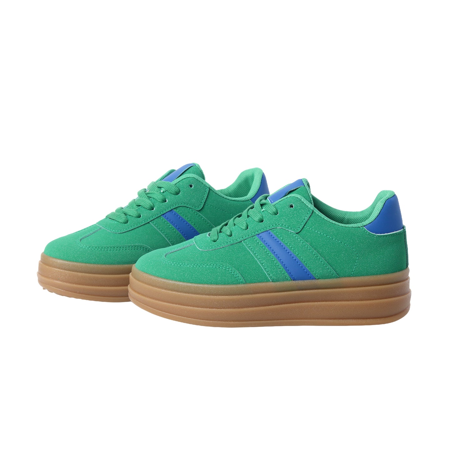 Nexsus Plus Ladies Women Green Faux Suede Lace Up Chunky Platform Trainers Size UK 3-8