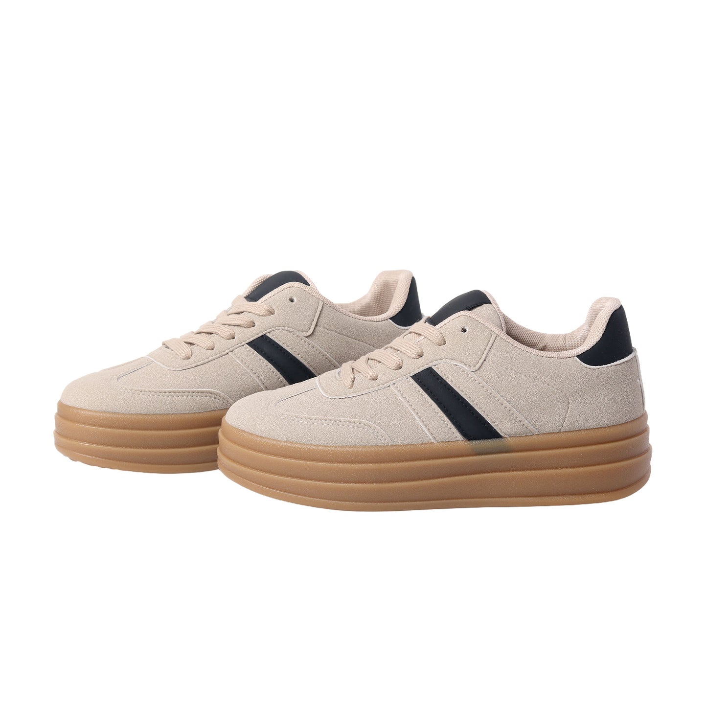Nexsus Plus Ladies Women Khaki Faux Suede Lace Up Chunky Platform Trainers Size UK 3-8