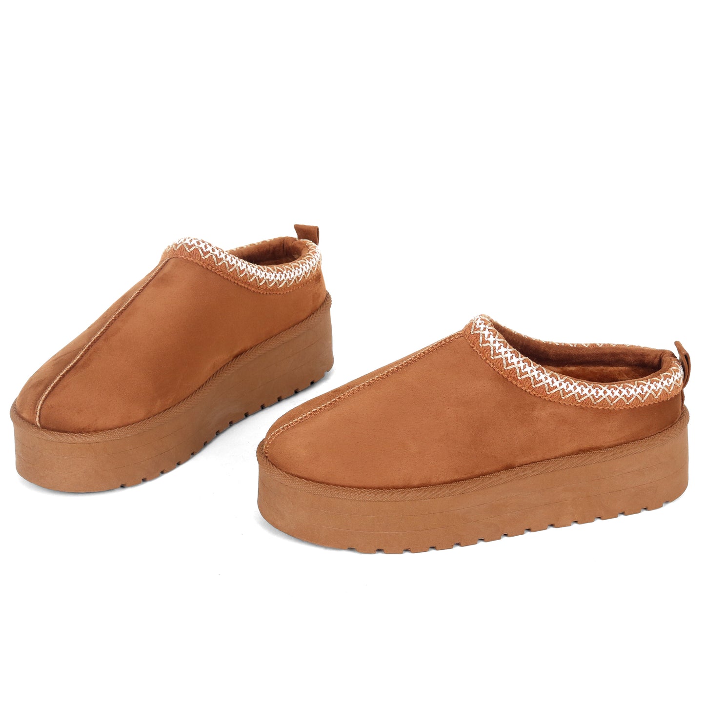 Nexsus Plus Ladies Women Camel High Sole Faux Suede And Fur Lined Platform Warm And Cosy Indoor Outdoor Hard Sole Slipers Size UK 3-8