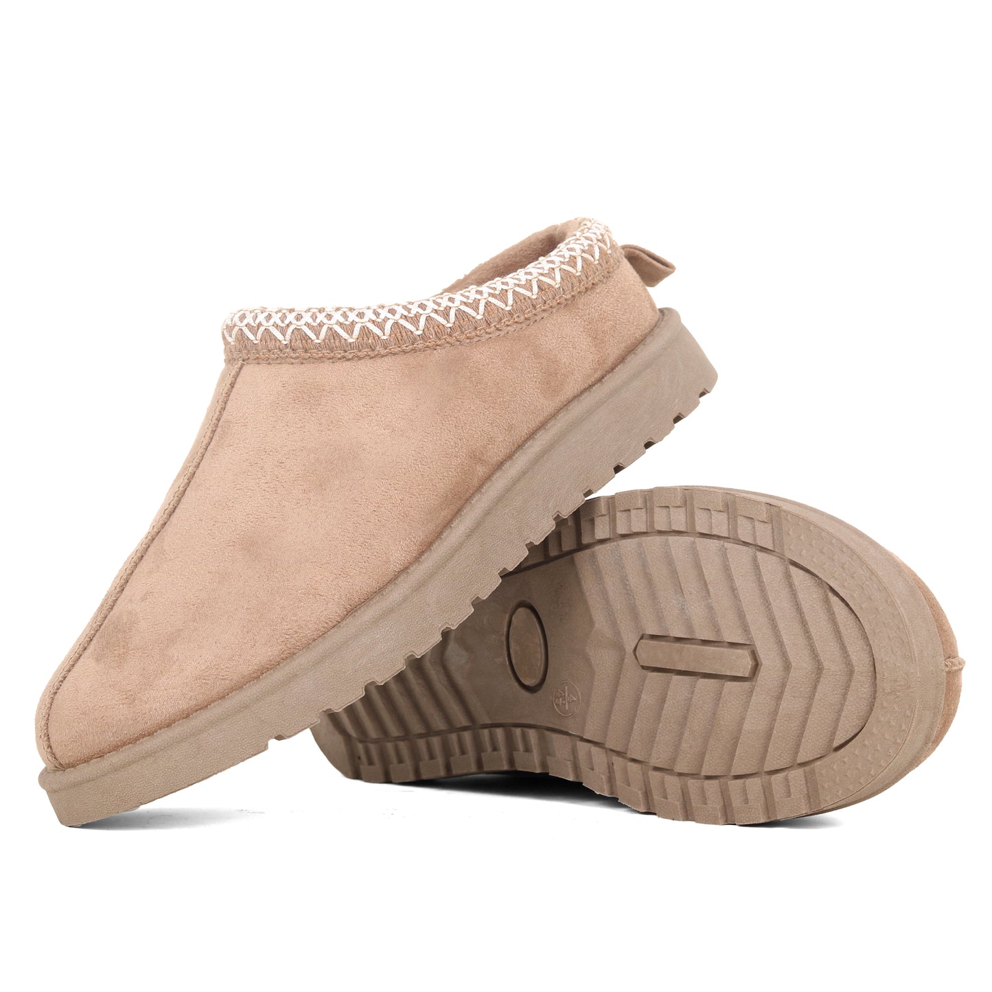 Nexsus Plus Ladies Women Flatform Khaki Faux Suede And Fur Lined Flatform Indoor Outdoor Warm And Cosy Comfy Slippers Size UK 3-8