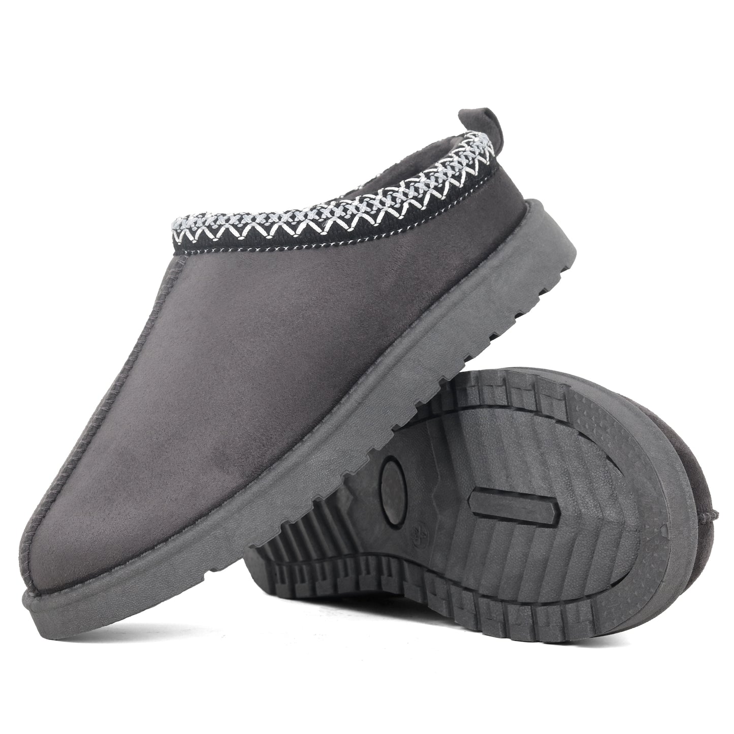 Nexsus Plus Ladies Women Flatform Dark Grey Faux Suede And Fur Lined Flatform Indoor Outdoor Warm And Cosy Comfy Slippers Size UK 3-8