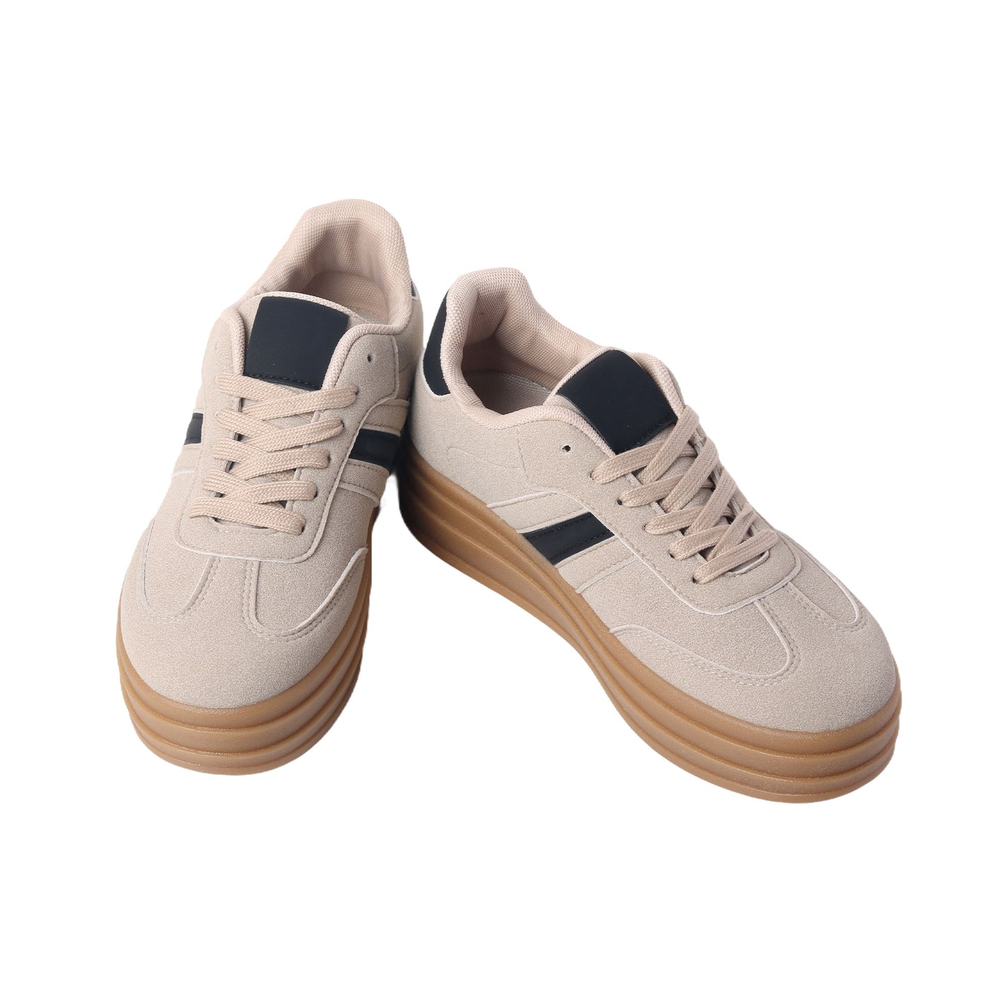 Nexsus Plus Ladies Women Khaki Faux Suede Lace Up Chunky Platform Trainers Size UK 3-8