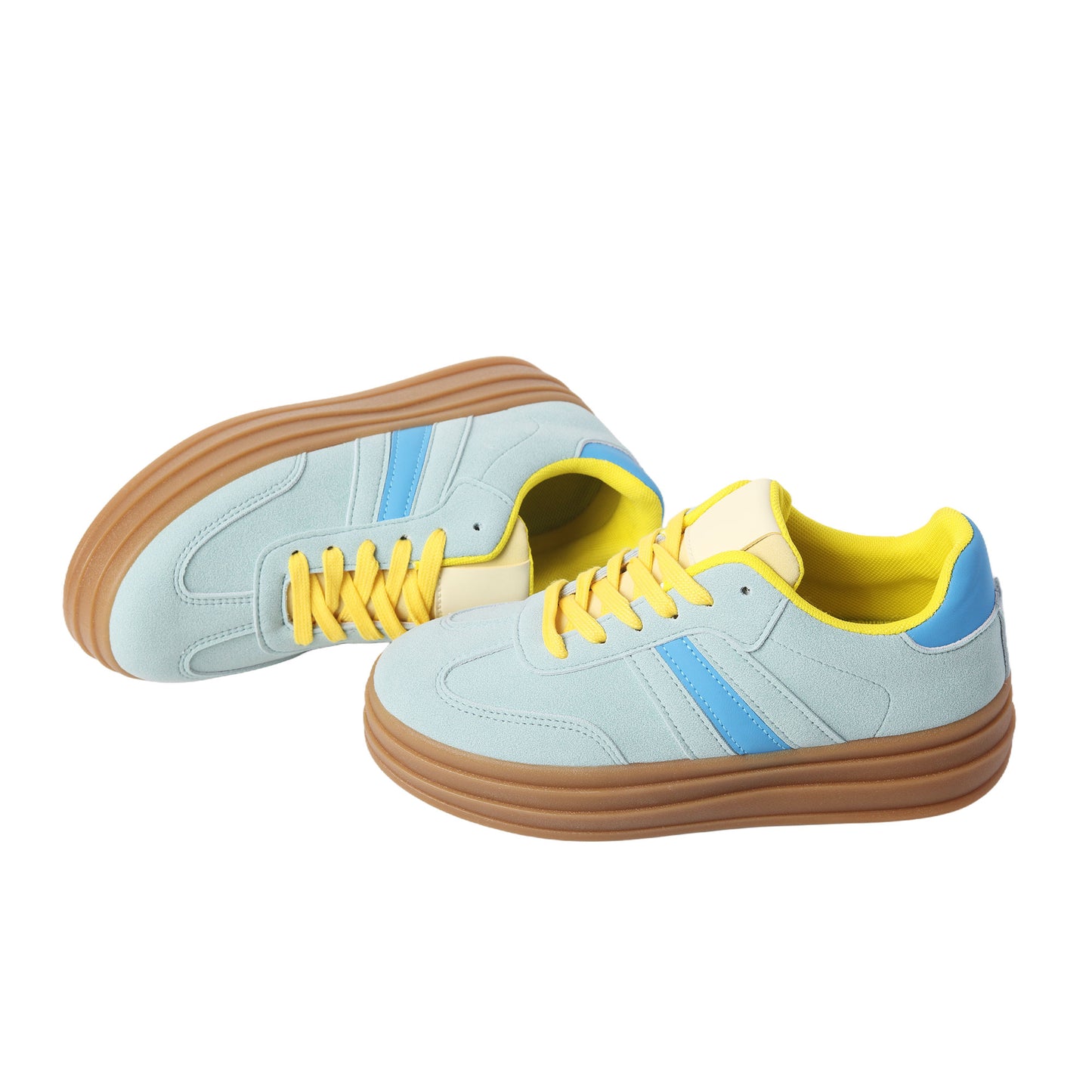 Nexsus Plus Ladies Women Aqua Faux Suede Lace Up Chunky Platform Trainers Size UK 3-8