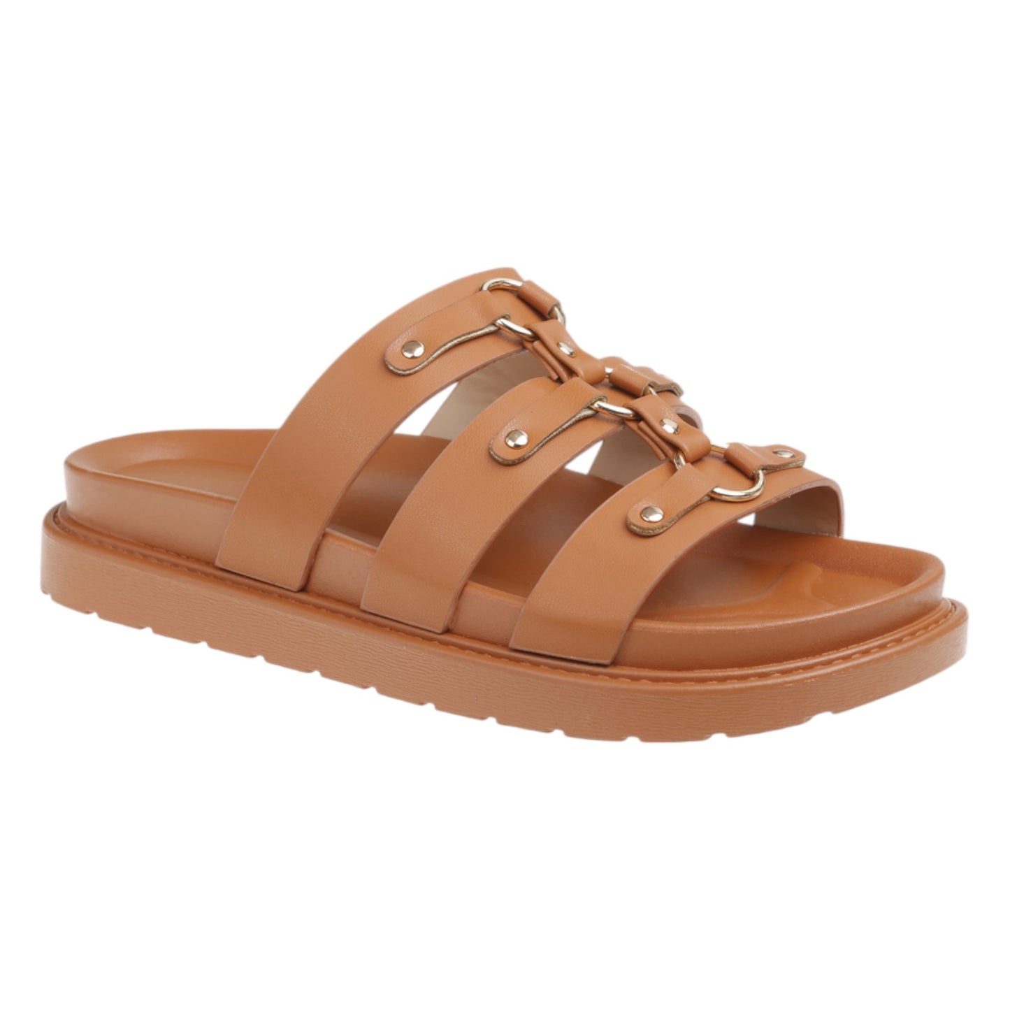 Nexsus Plus Ladies Women Faux Leather Camel Flatform Buckle Fashion Slip On Sliders & Flip-flop Size UK 3-8