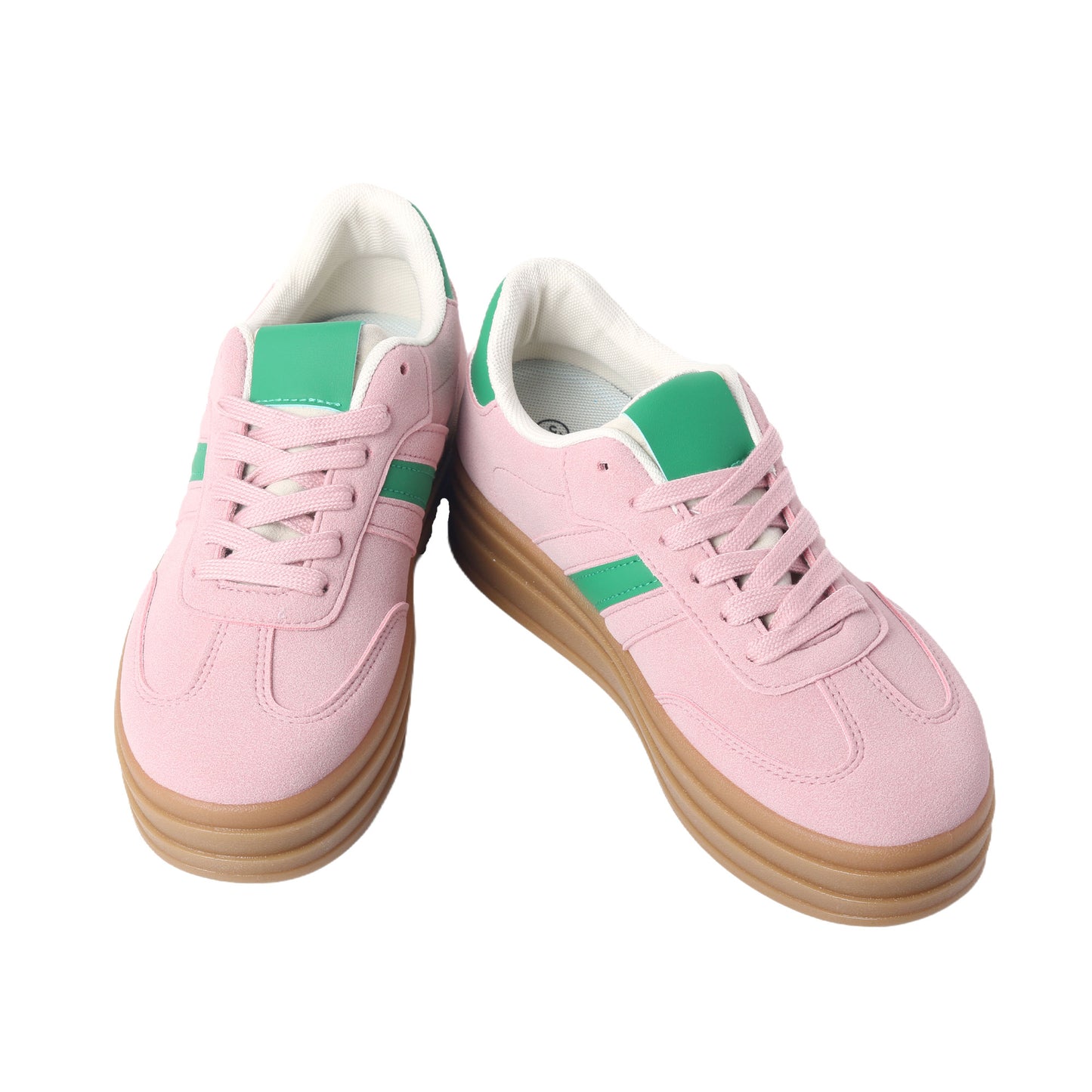 Nexsus Plus Ladies Women Pink Faux Suede Lace Up Chunky Platform Trainers Size UK 3-8