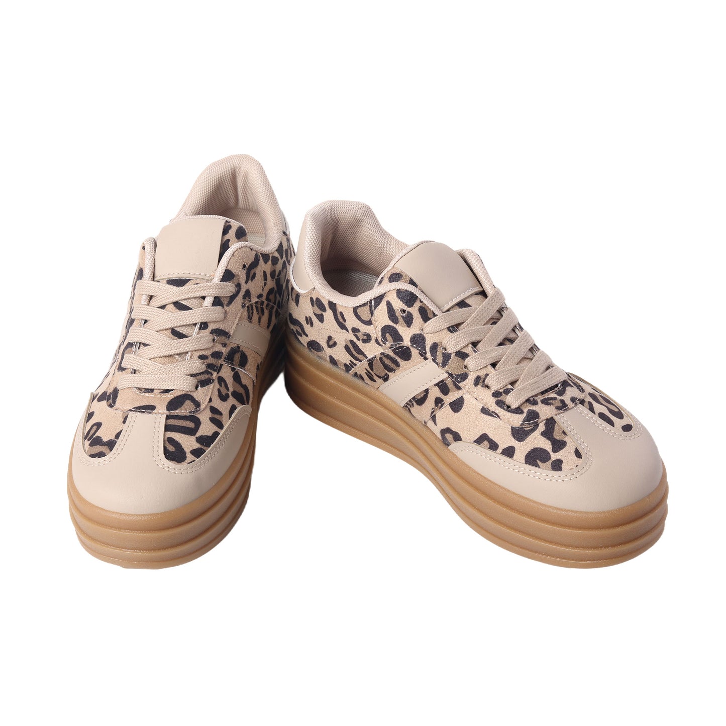 Nexsus Plus Ladies Women Leopard Faux Suede Lace U Chunky Platform Trainers Size UK 3-8