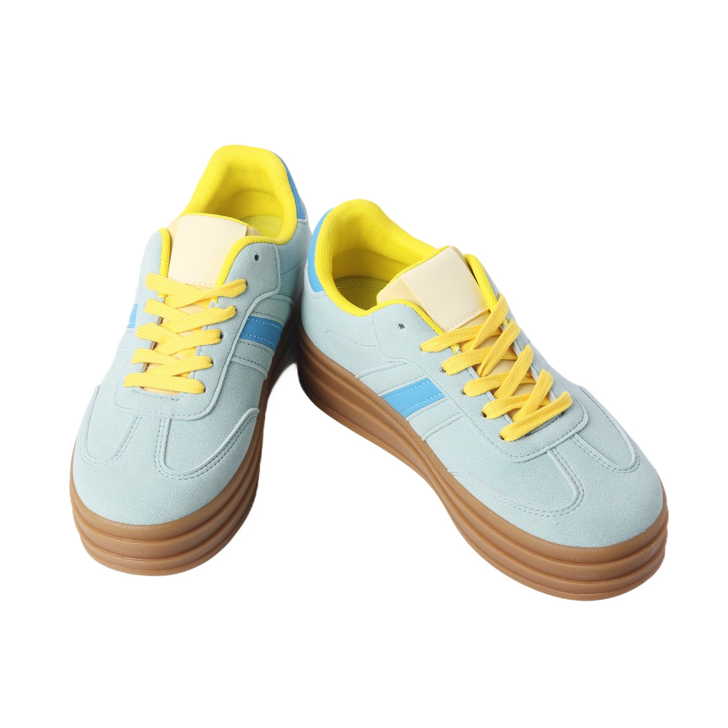 Nexsus Plus Ladies Women Aqua Faux Suede Lace Up Chunky Platform Trainers Size UK 3-8