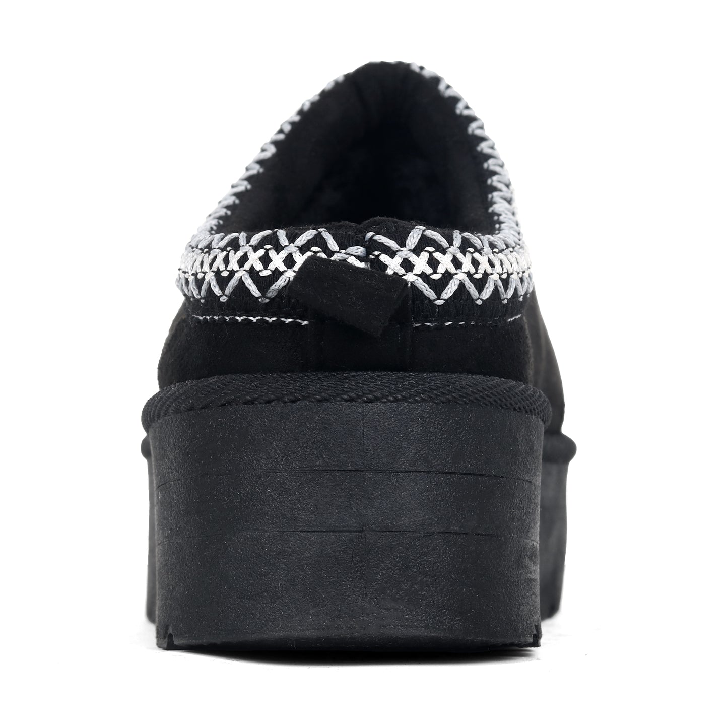 Nexsus Plus Ladies Women Black High Sole Faux Suede And Fur Lined Platform Warm And Cosy Indoor Outdoor Hard Sole Slipers Size UK 3-8