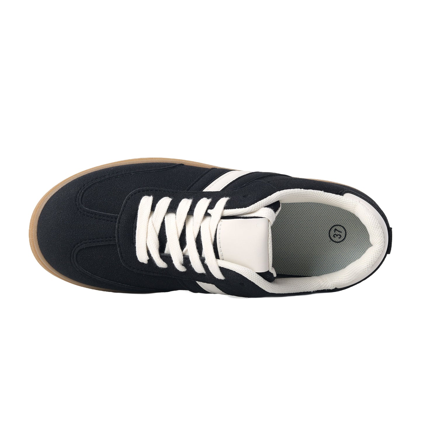 Nexsus Plus Ladies Women Black Faux Suede Lace U Chunky Platform Trainers Size UK 3-8
