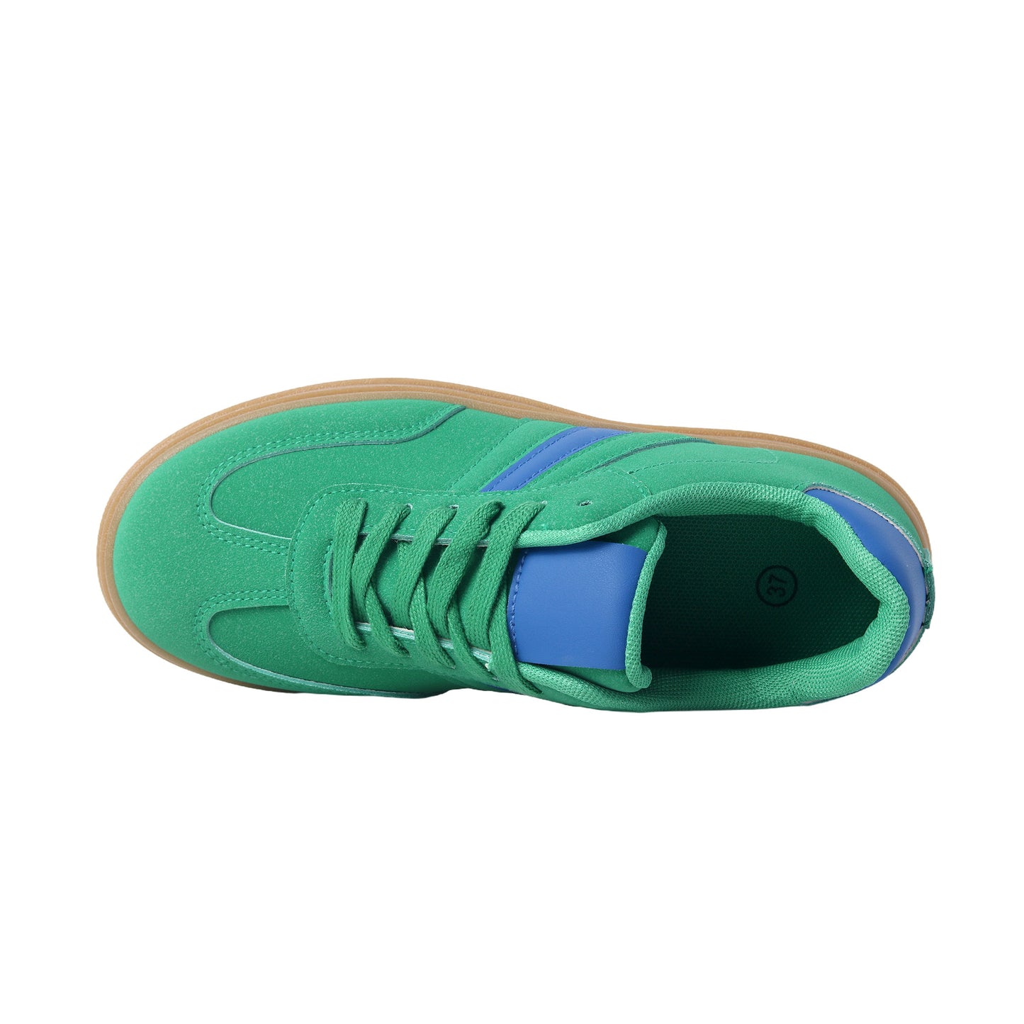 Nexsus Plus Ladies Women Green Faux Suede Lace Up Chunky Platform Trainers Size UK 3-8