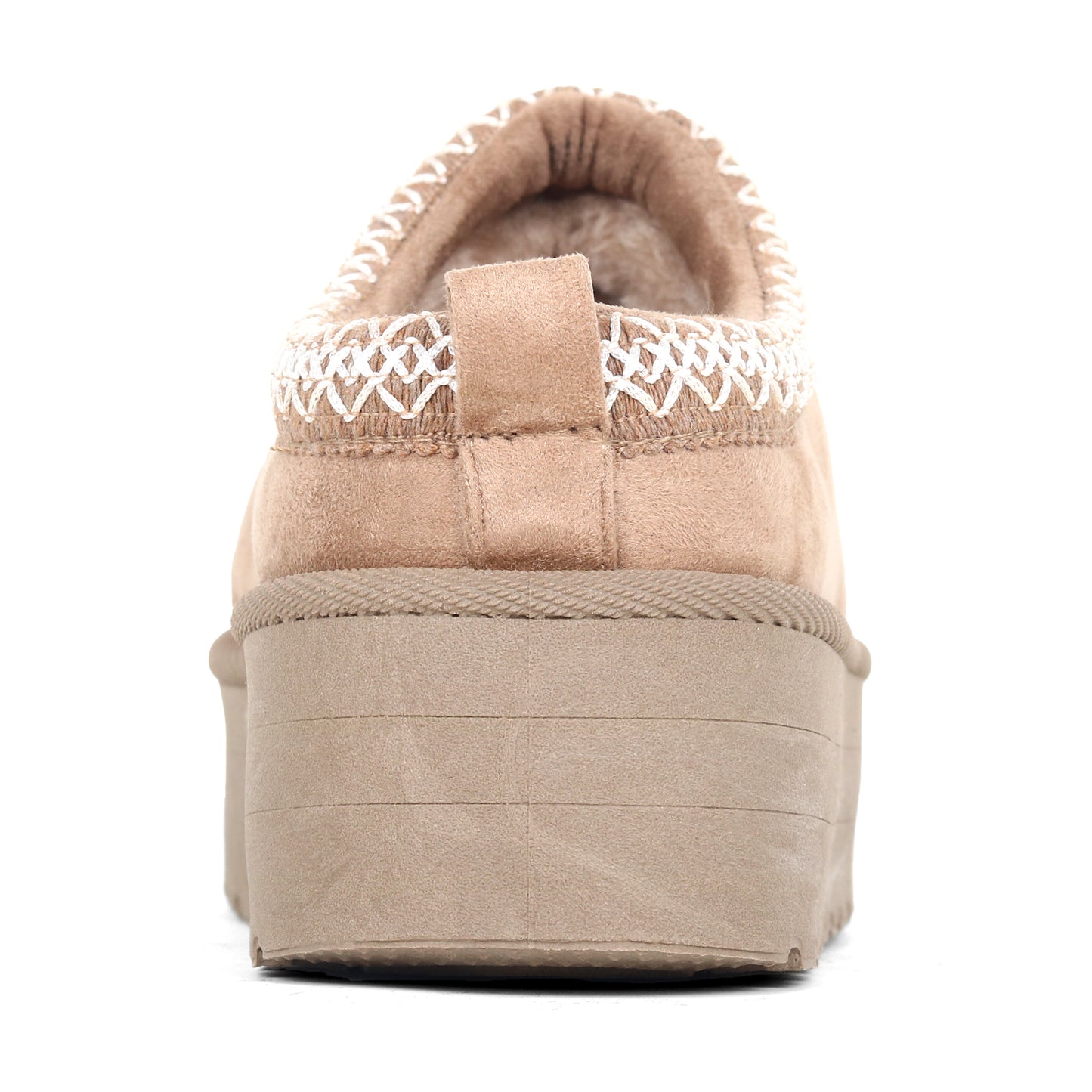 Nexsus Plus Ladies Women Khaki High Sole Faux Suede And Fur Lined Platform Warm And Cosy Indoor Outdoor Hard Sole Slipers Size UK 3-8