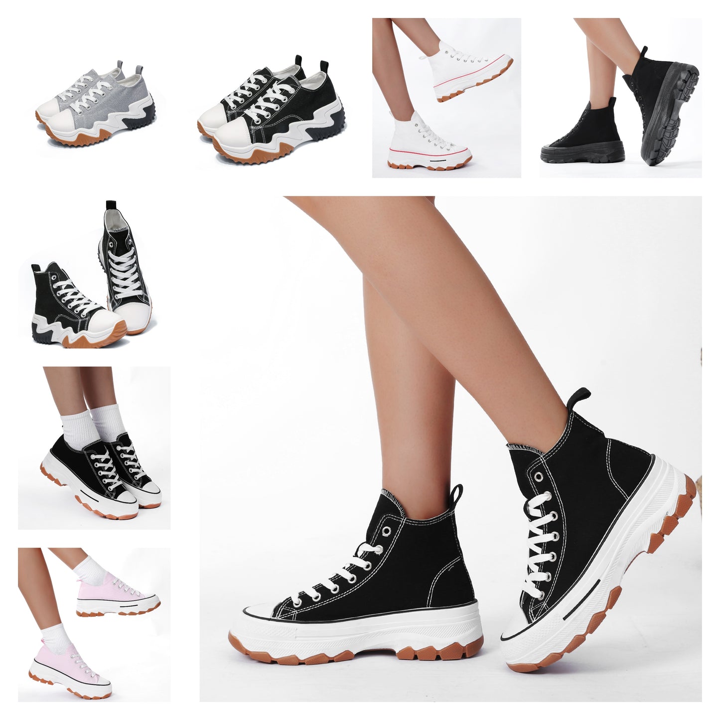 Nexsus Plus Ladies/Women Chunkyu Sole High Top Canvas Trainers Size UK 3-8