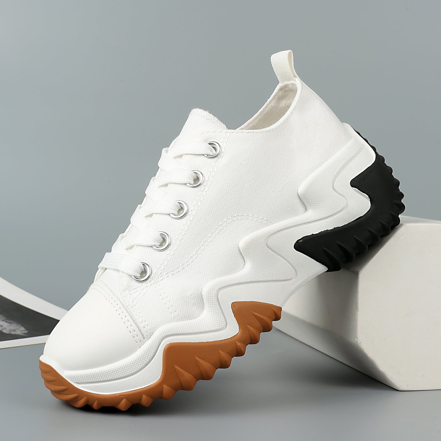 Nexsus Plus Ladies White Low-Top Canvas Trainers Size Uk 3-8