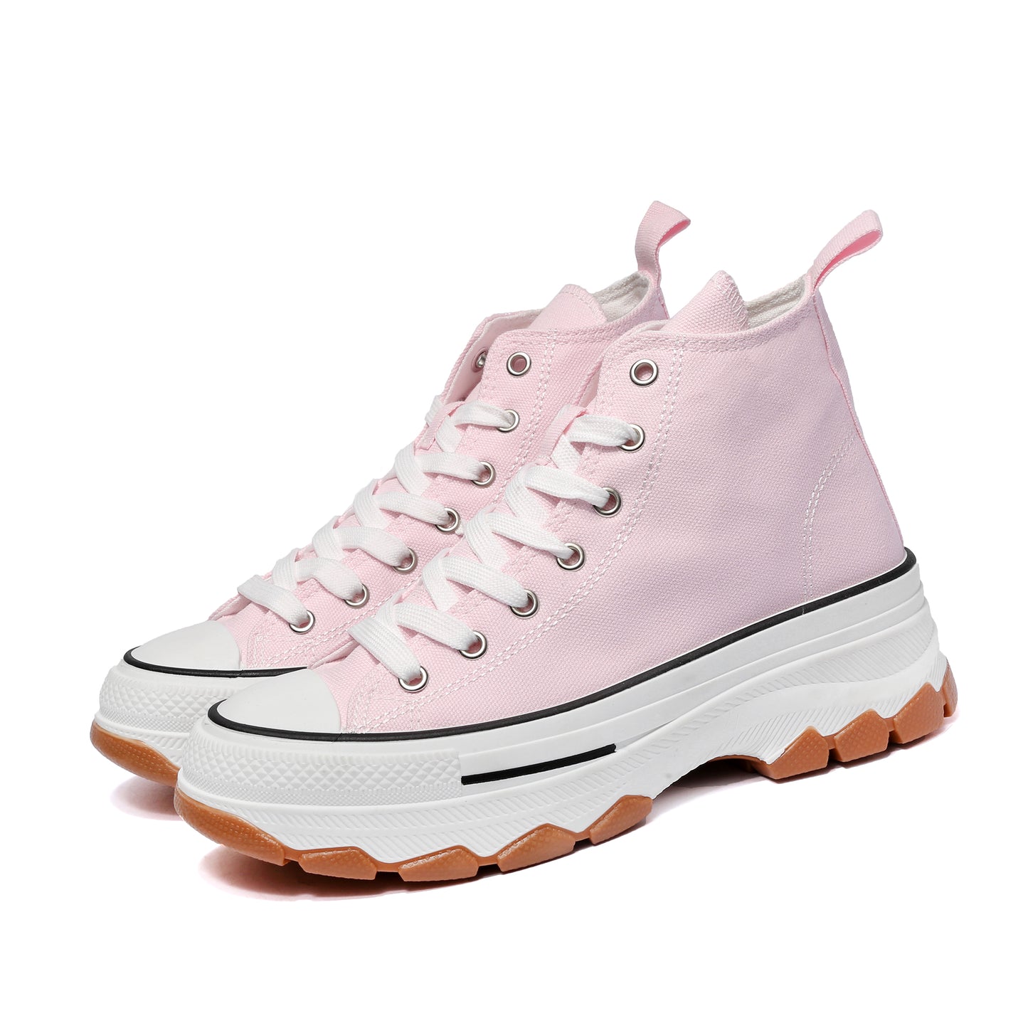 Nexsus Plus Women Pink Chunky Sole High Top Canvas Trainers Size UK 3-8