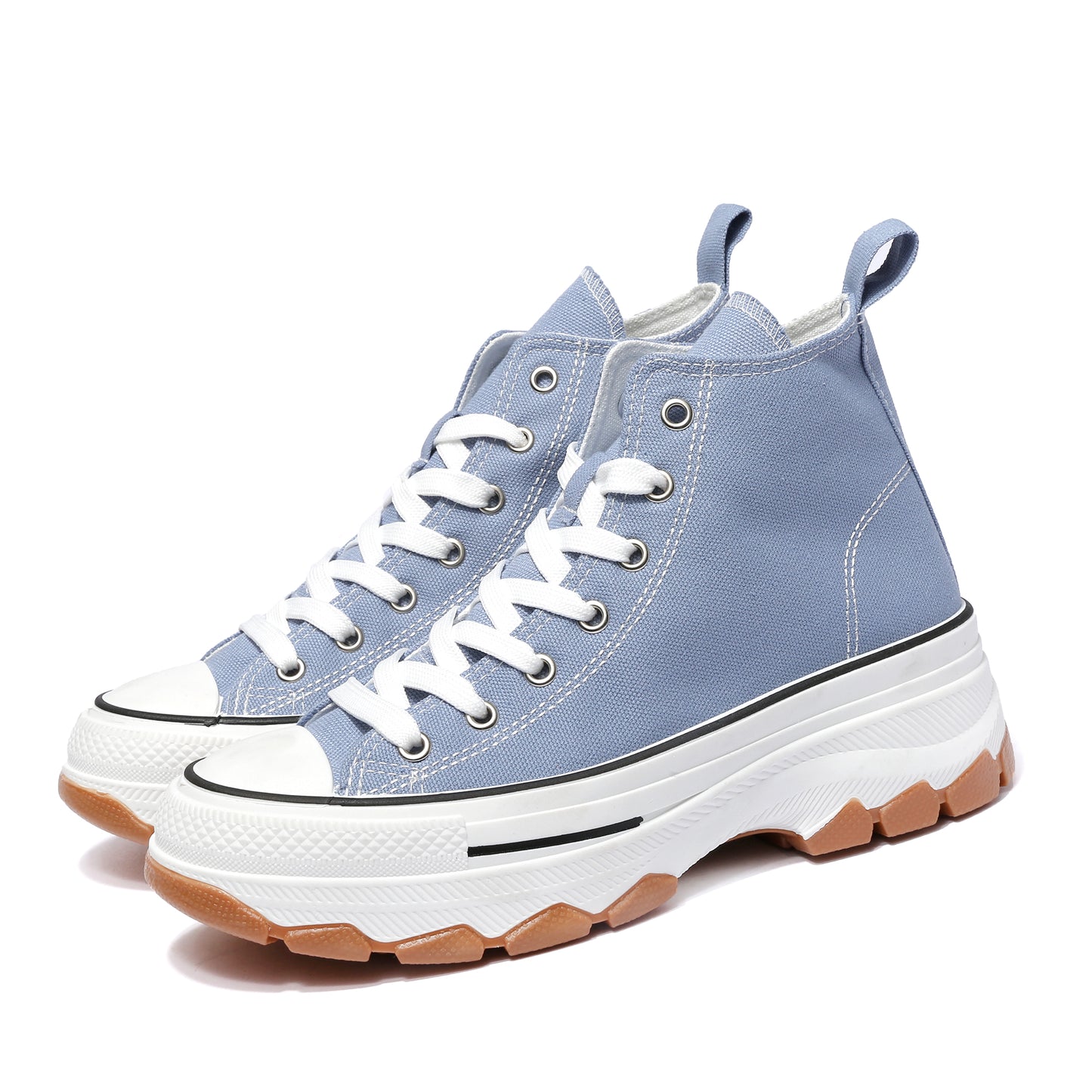 Nexsus Plus Women L.Blue Chunky Sole High Top Canvas Trainers Size UK 3-8