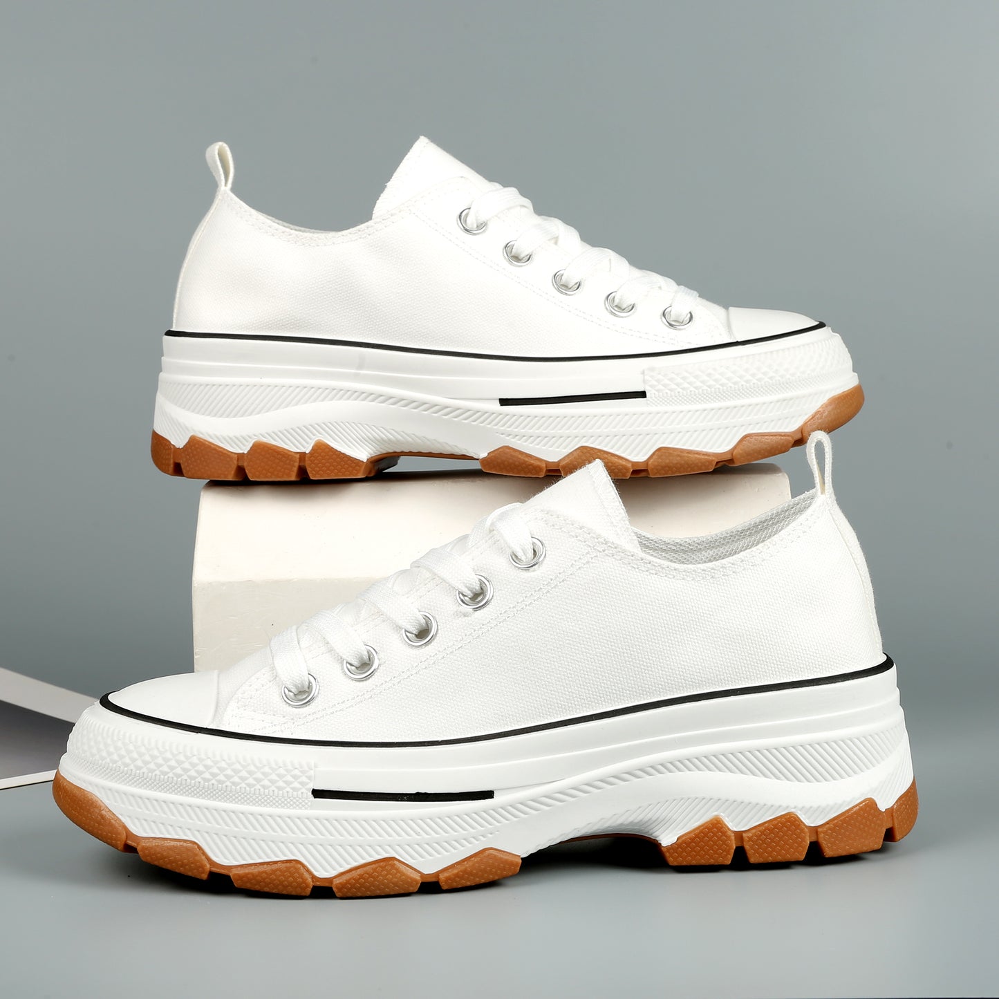 Nexsus Plus Ladies White Low-Top Canvas Trainers Size Uk 3-8