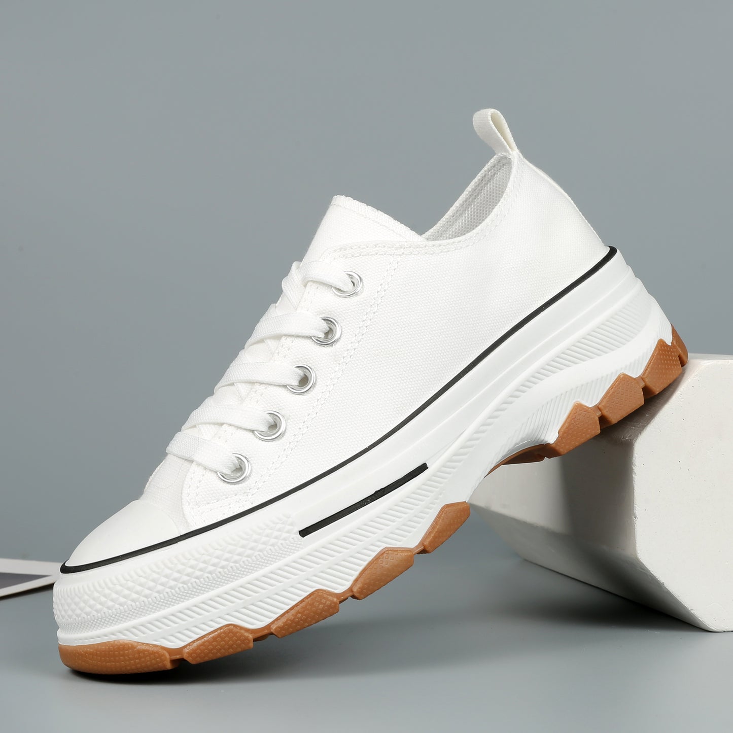Nexsus Plus Ladies White Low-Top Canvas Trainers Size Uk 3-8