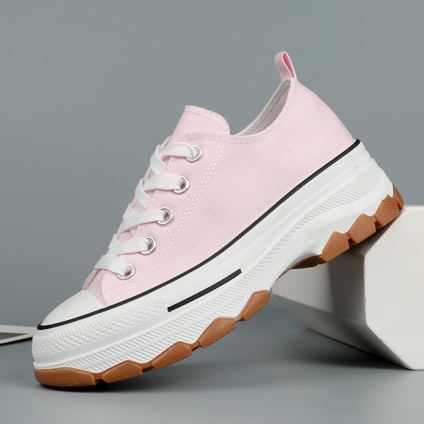 Nexsus Plus Ladies L.Pink Low-Top Canvas Trainers Size Uk 3-8