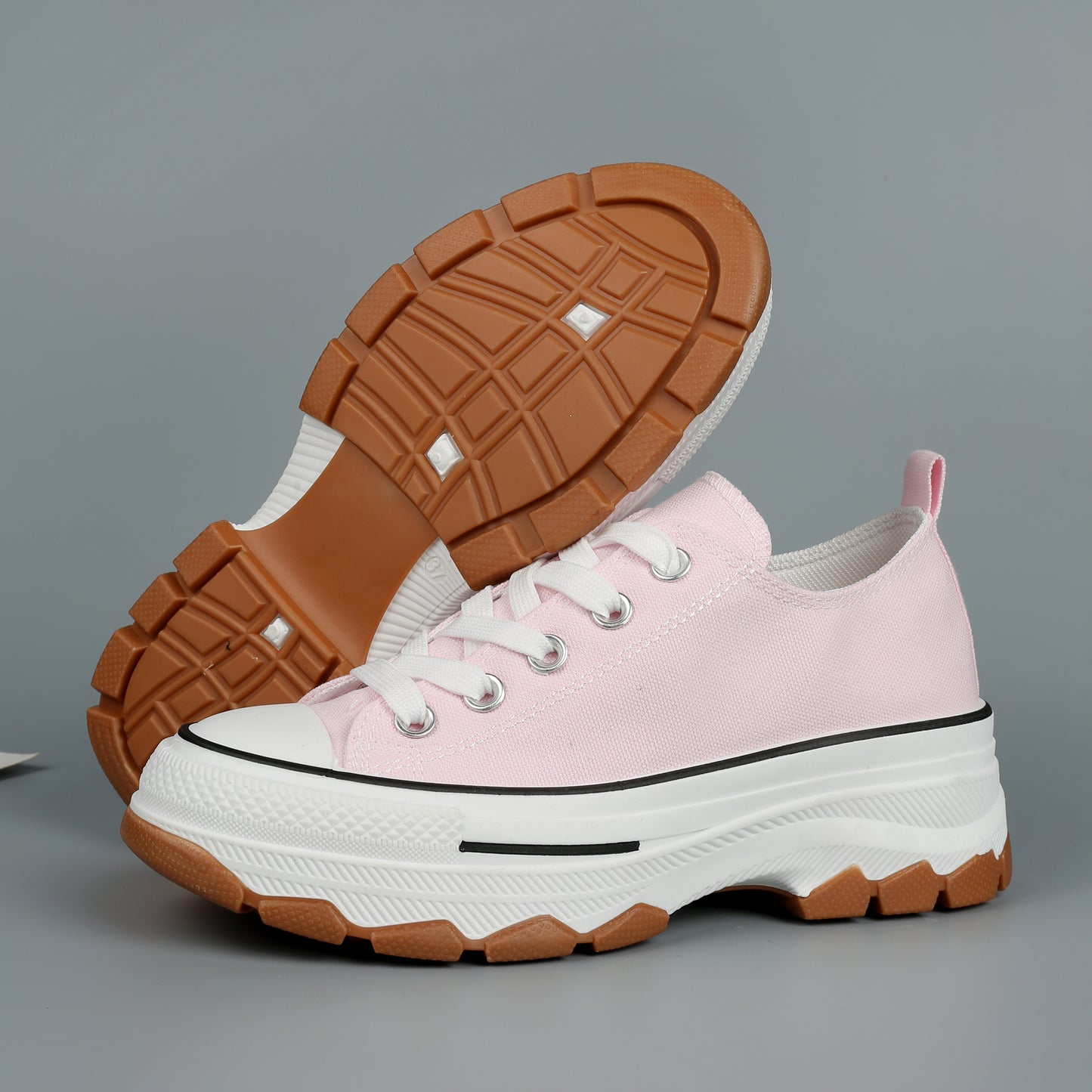 Nexsus Plus Ladies L.Pink Low-Top Canvas Trainers Size Uk 3-8