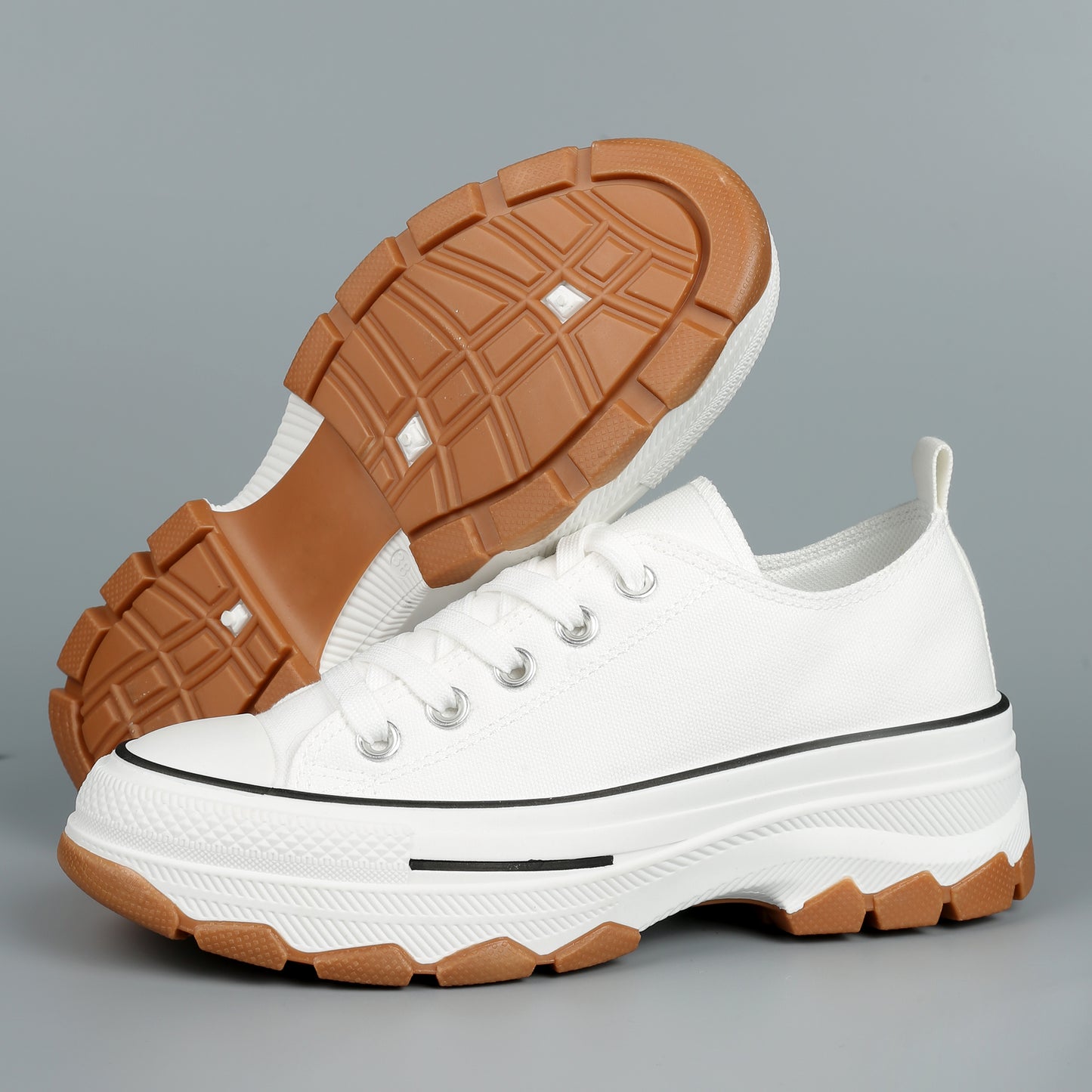 Nexsus Plus Ladies White Low-Top Canvas Trainers Size Uk 3-8