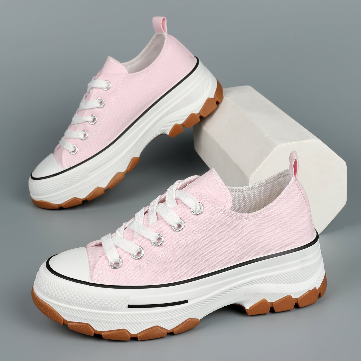 Nexsus Plus Ladies L.Pink Low-Top Canvas Trainers Size Uk 3-8
