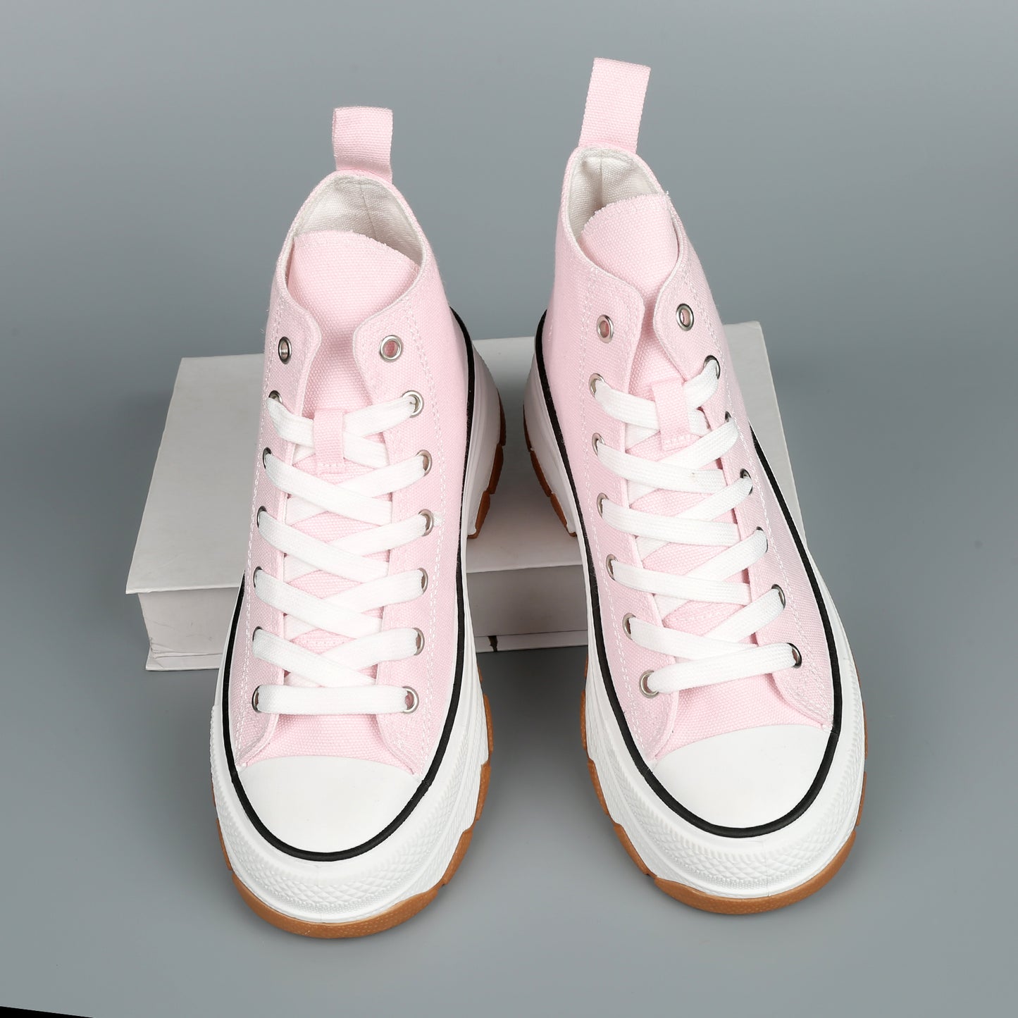 Nexsus Plus Women Pink Chunky Sole High Top Canvas Trainers Size UK 3-8