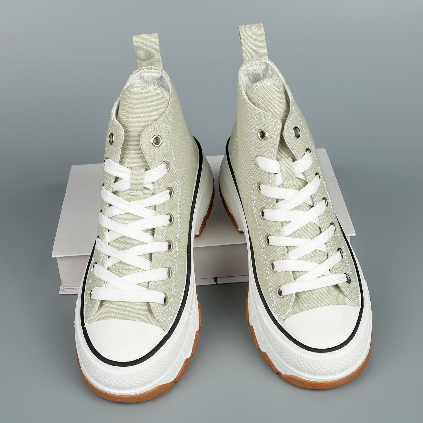Nexsus Plus Women L.Green Chunky Sole High Top Canvas Trainers Size UK 3-8