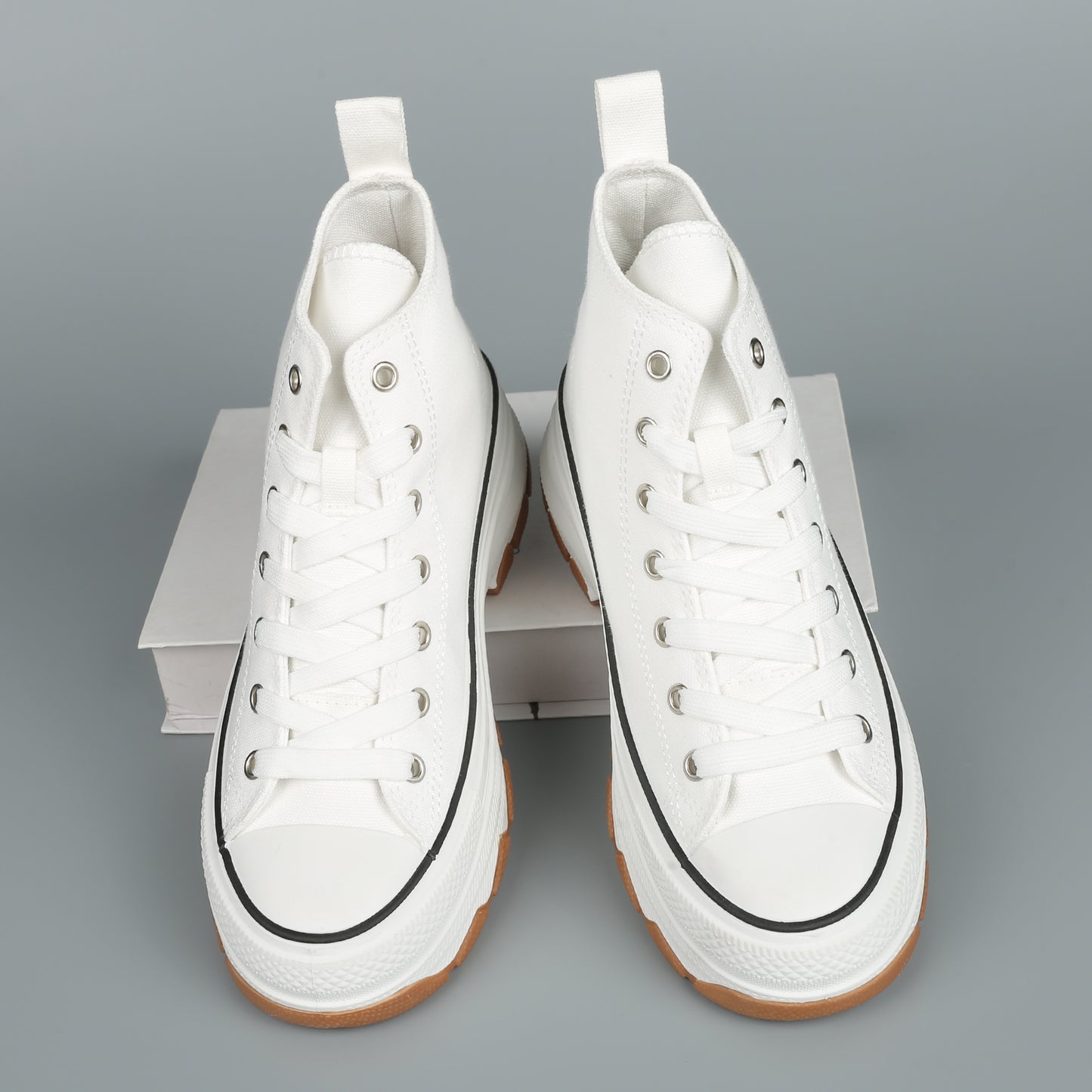 Nexsus Plus Women White Chunky Sole High Top Canvas Trainers Size UK 3-8
