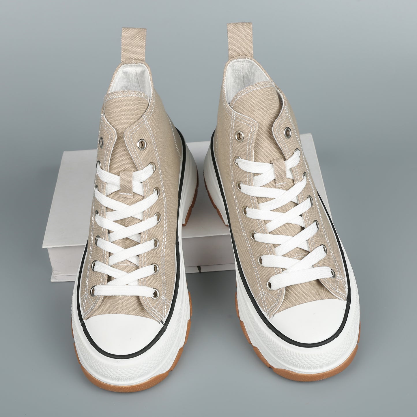 Nexsus Plus Women Mocha Chunky Sole High Top Canvas Trainers Size UK 3-8