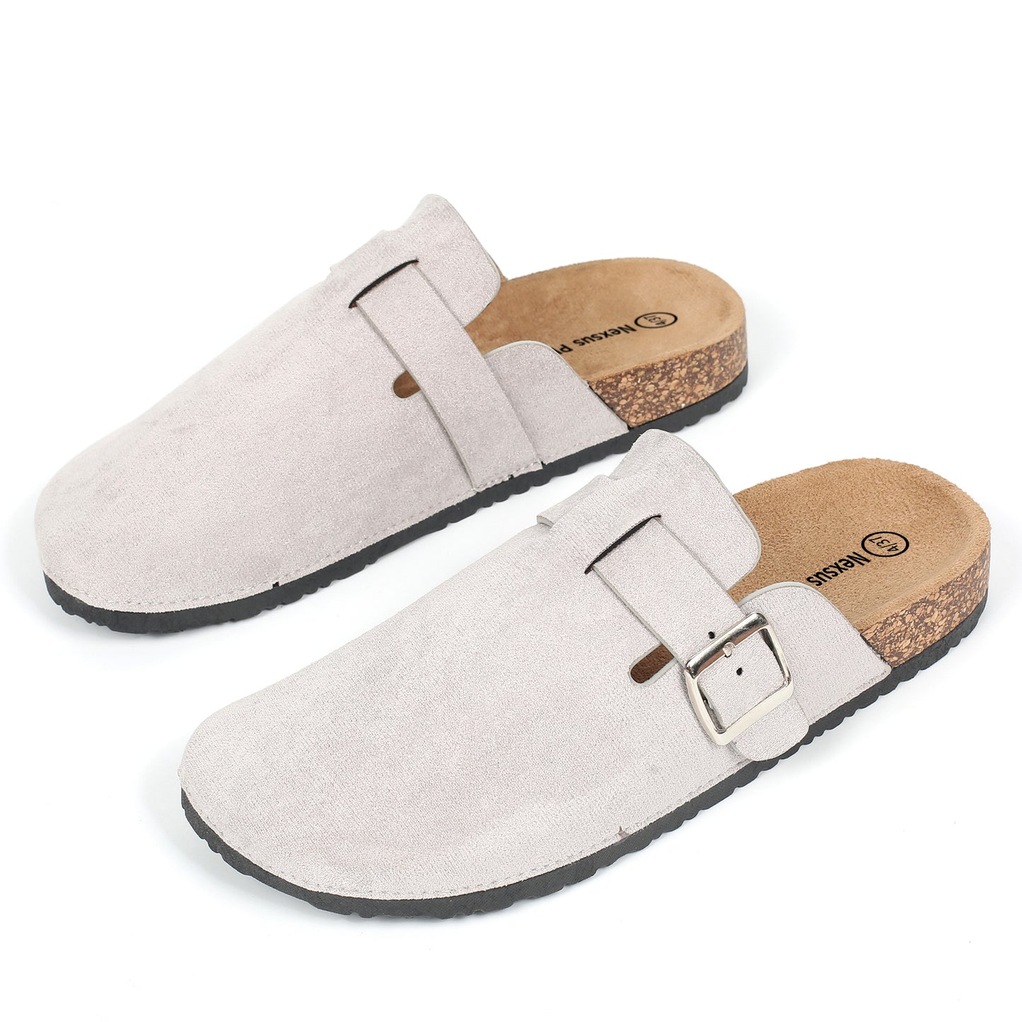 Nexsus Plus Ladies/Womens Faux Suede Buckle Fashion Slip On Indoor OutdoorvMule Clogs Comfy Sliders Size UK 3-8