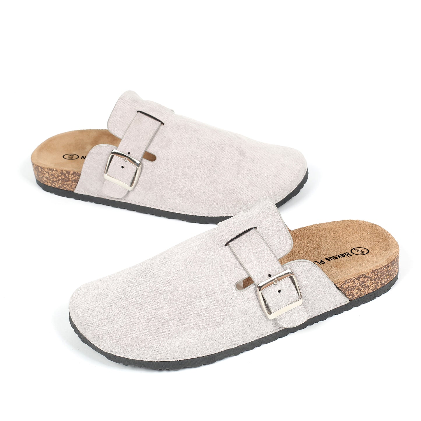 Nexsus Plus Ladies/Womens Faux Suede Buckle Fashion Slip On Indoor OutdoorvMule Clogs Comfy Sliders Size UK 3-8