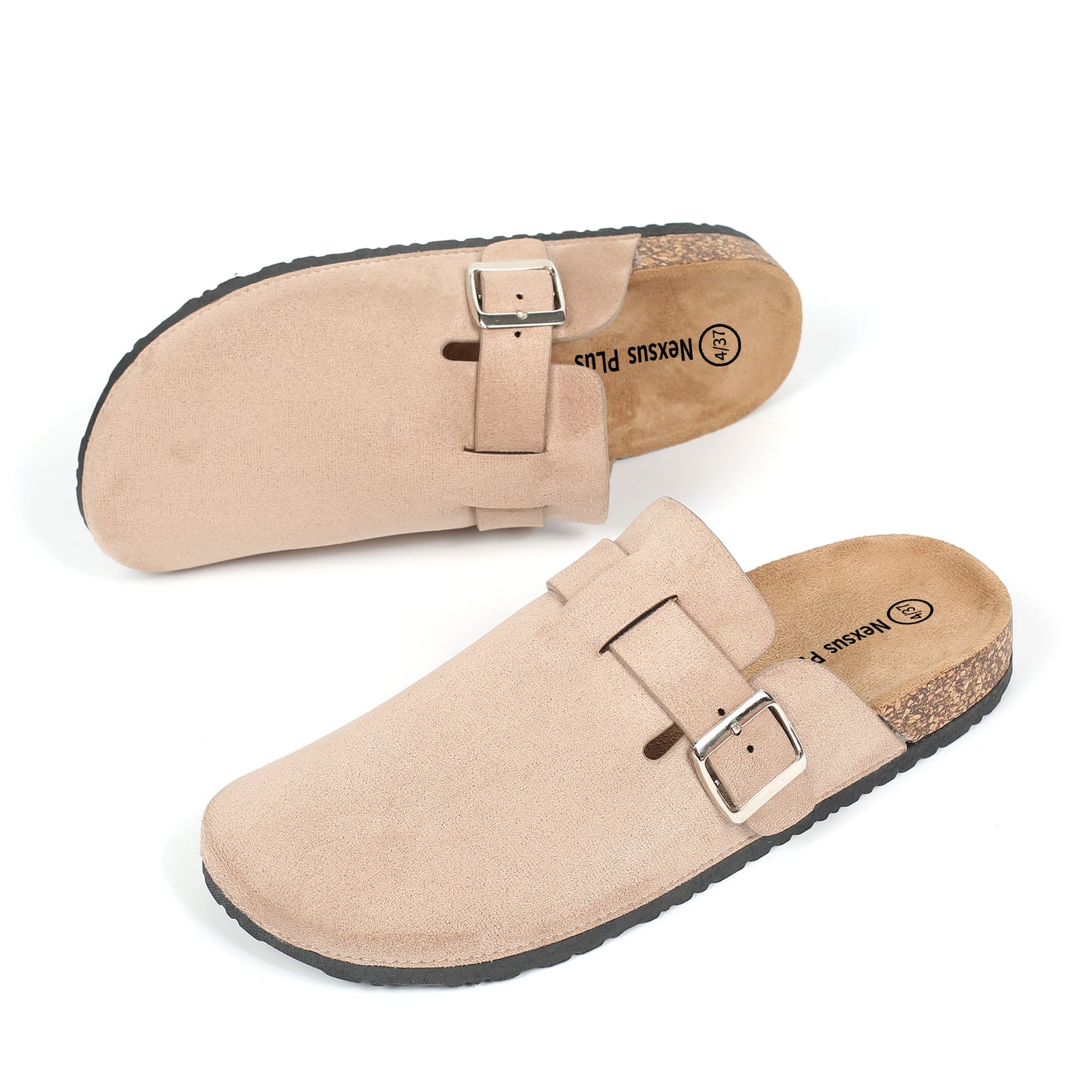 Nexsus Plus Ladies/Womens Faux Suede Buckle Fashion Slip On Indoor OutdoorvMule Clogs Comfy Sliders Size UK 3-8
