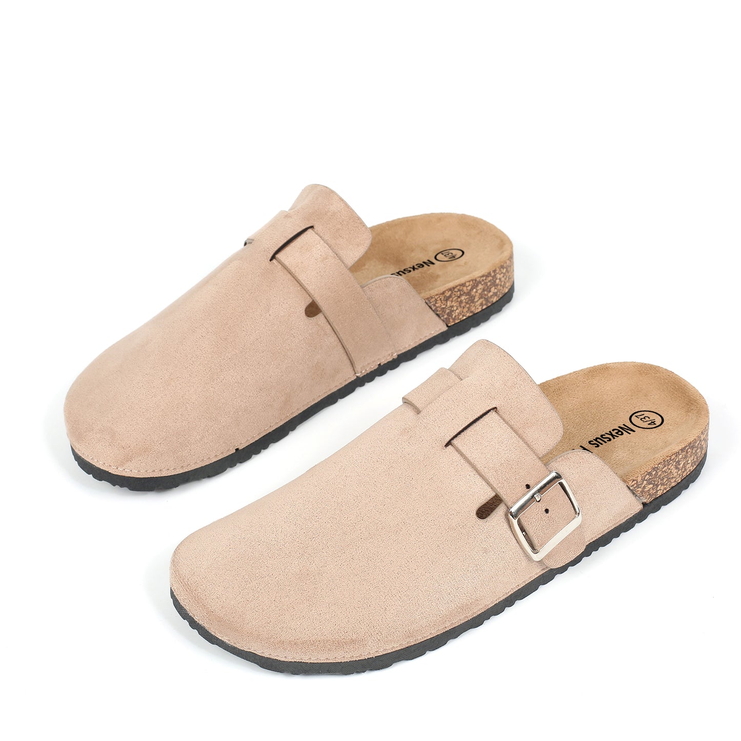 Nexsus Plus Ladies/Womens Faux Suede Buckle Fashion Slip On Indoor OutdoorvMule Clogs Comfy Sliders Size UK 3-8