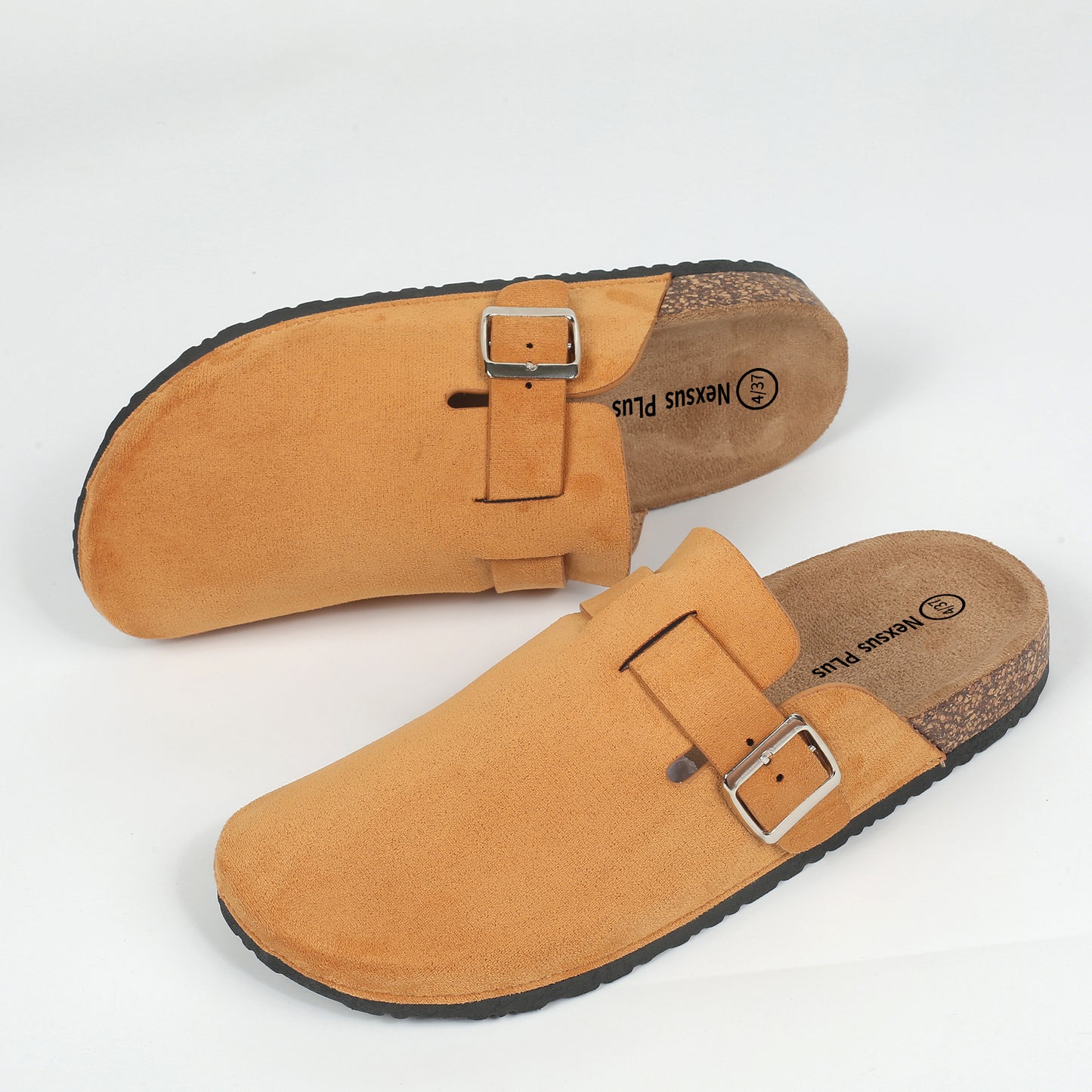 Nexsus Plus Ladies/Womens Faux Suede Buckle Fashion Slip On Indoor OutdoorvMule Clogs Comfy Sliders Size UK 3-8