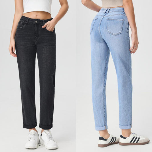 Nexsus Plus Ladies Women’s High Waist Mum Fit Jeans – Light Wash Tapered Leg Classic Mom Fit Jeans High Waist Vintage Style Mom Jeans Everyday Casual