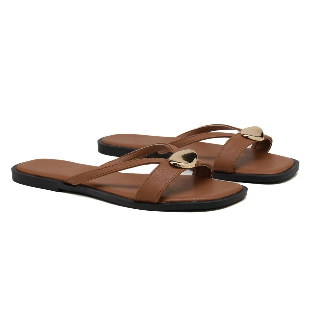 Nexsus Plus Minimal Gold Accent Slide Sandals (UK 3–8)