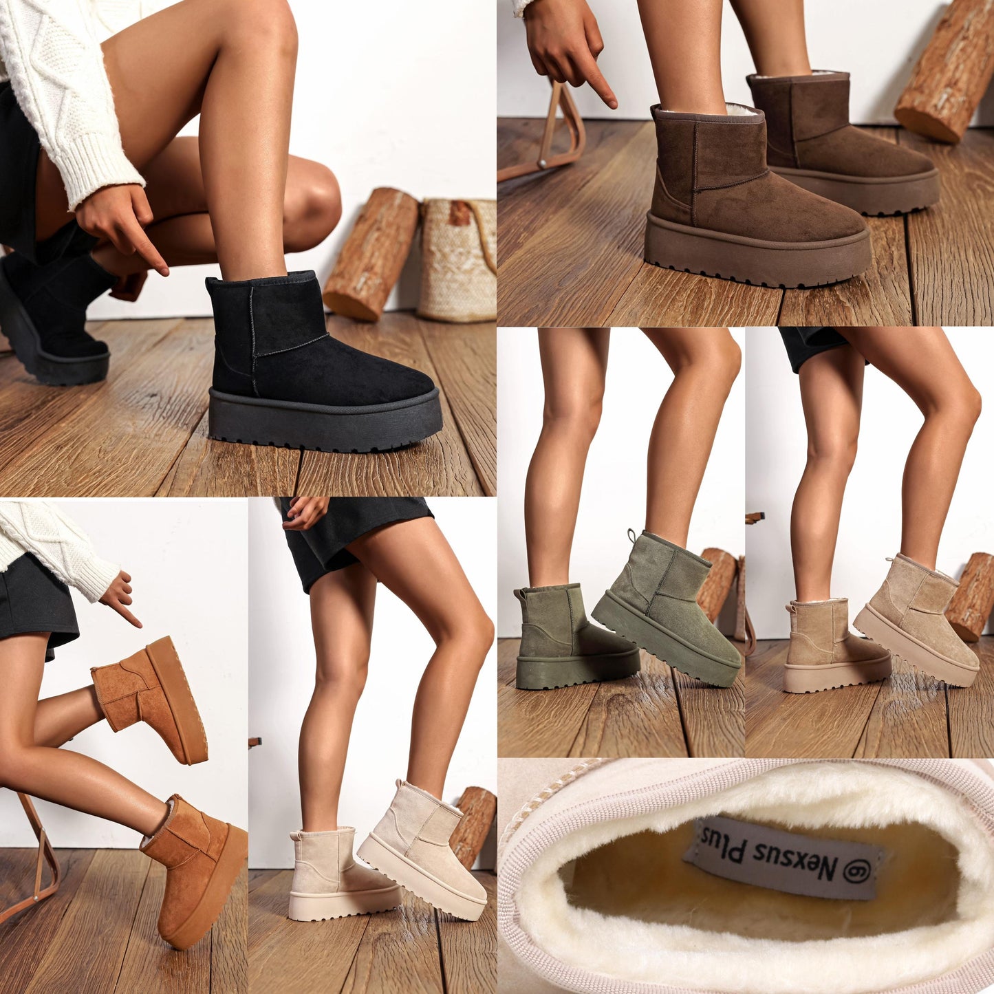 Nexsus Plus Faux Suede Fur-Lined Lace-Up Winter Boots (UK 3–8)