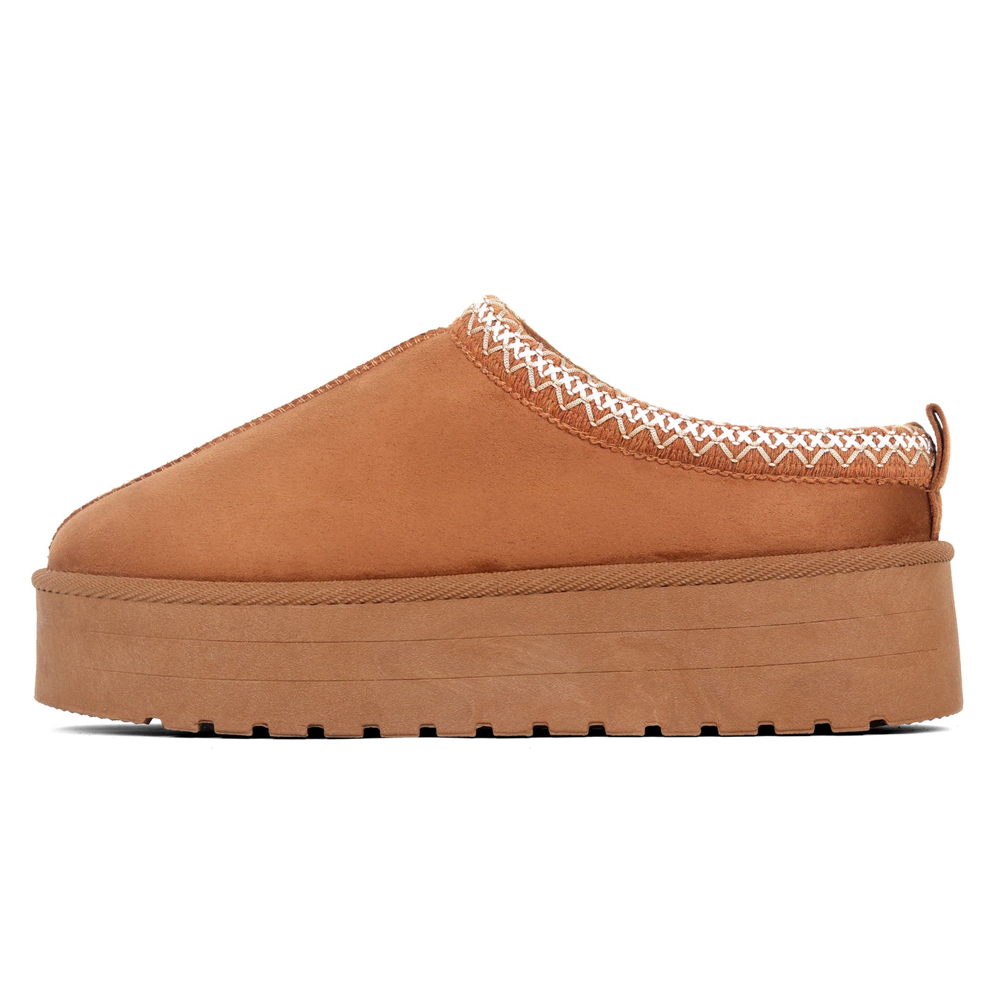 Nexsus Plus Ladies Women Camel High Sole Faux Suede And Fur Lined Platform Warm And Cosy Indoor Outdoor Hard Sole Slipers Size UK 3-8