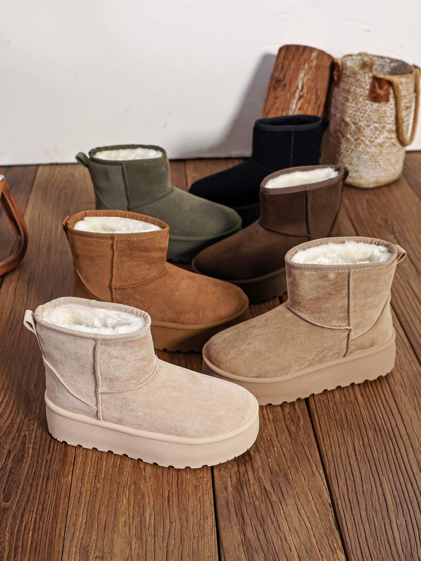 Nexsus Plus Faux Suede Fur-Lined Lace-Up Winter Boots (UK 3–8)