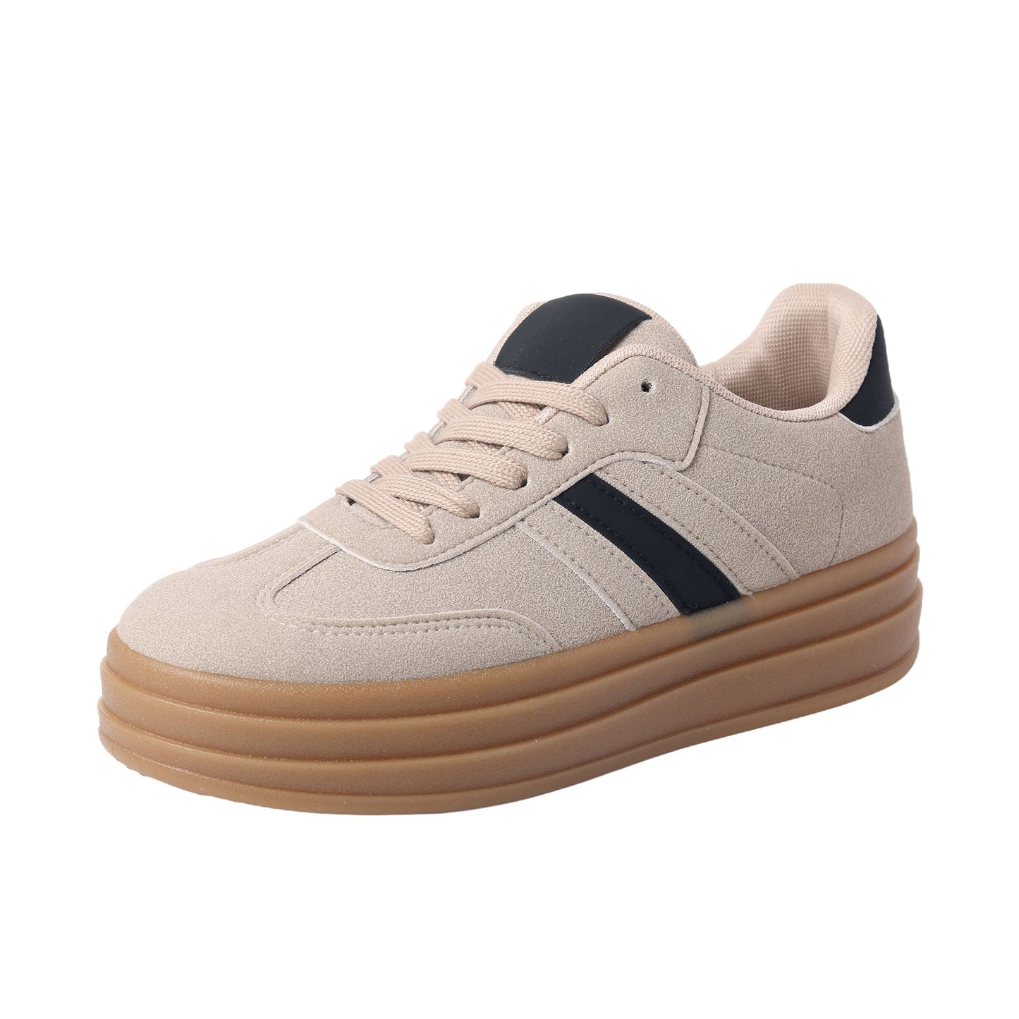 Nexsus Plus Ladies Women Khaki Faux Suede Lace Up Chunky Platform Trainers Size UK 3-8